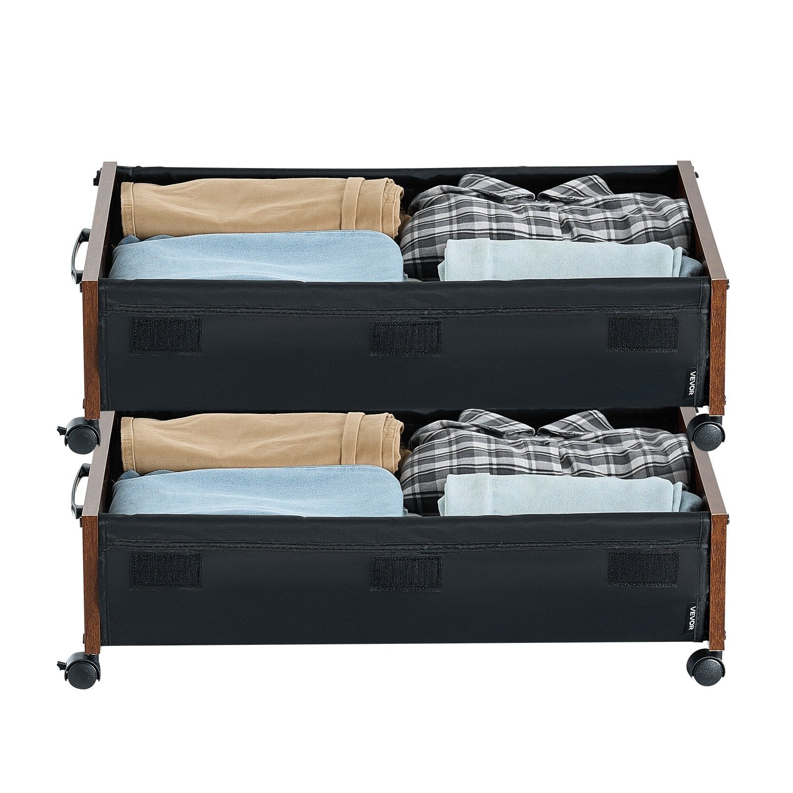 Under Bed Storage with Wheels 650x460x180mm Lockable Rolling Bins 2 Pack