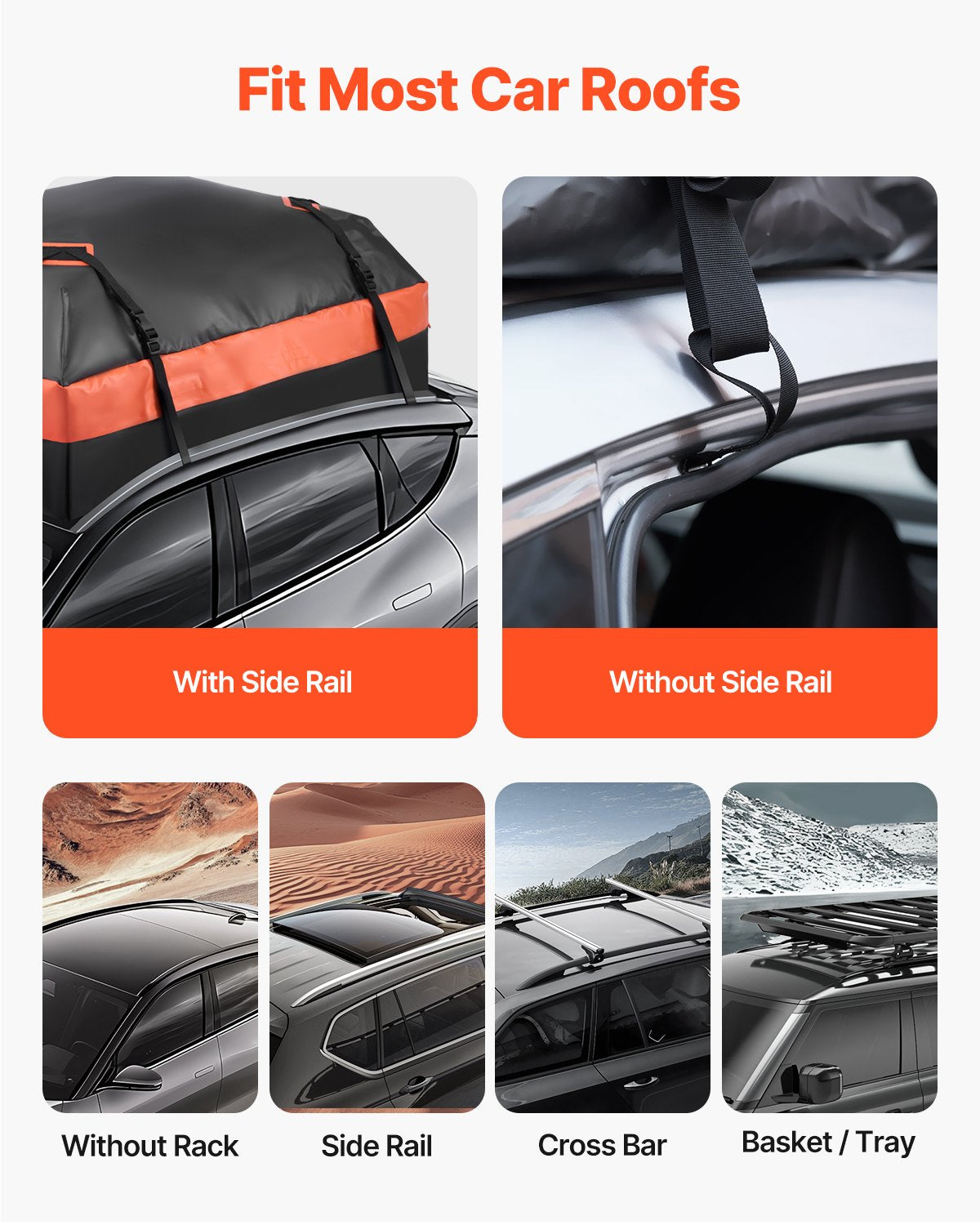 Car Rooftop Cargo Carrier Bag 15cuft Heavy Duty 840D PVC Waterproof w/Lock Mat