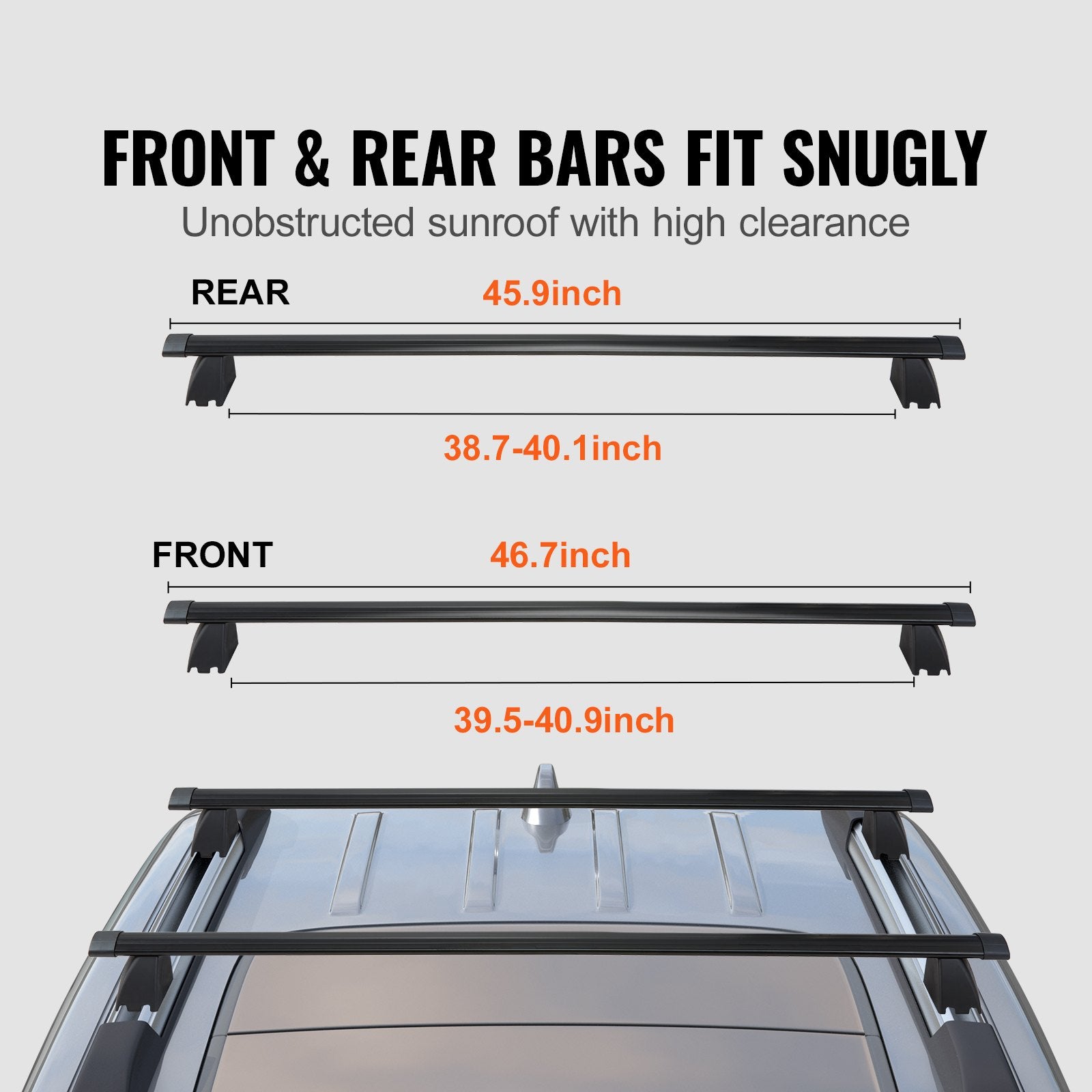Roof Rack Cross Bars Aluminum for 2011-2021 Jeep Grand Cherokee 200lbs w/Locks
