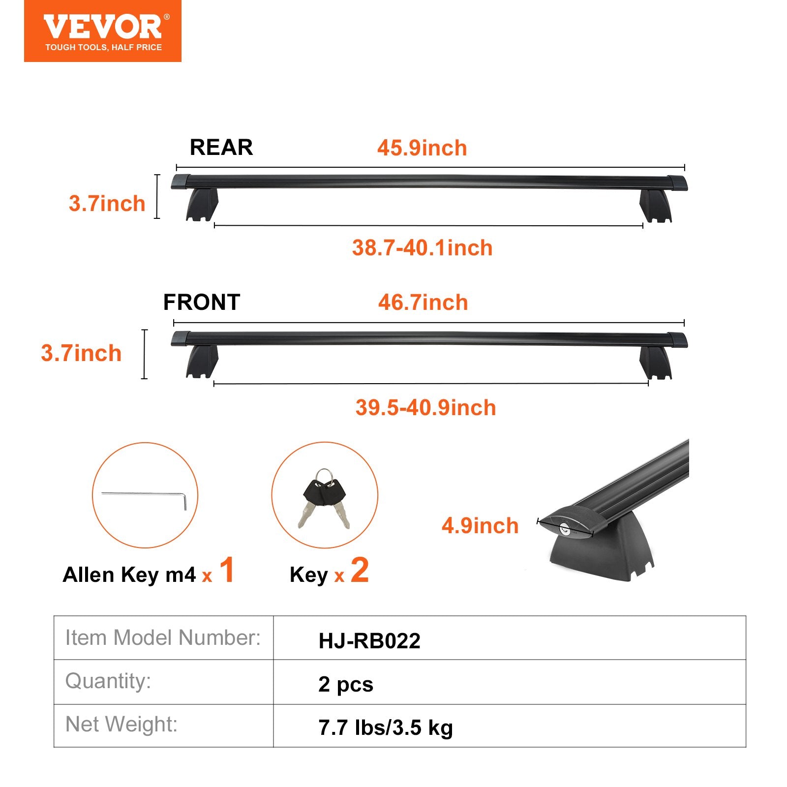 Roof Rack Cross Bars Aluminum for 2011-2021 Jeep Grand Cherokee 200lbs w/Locks