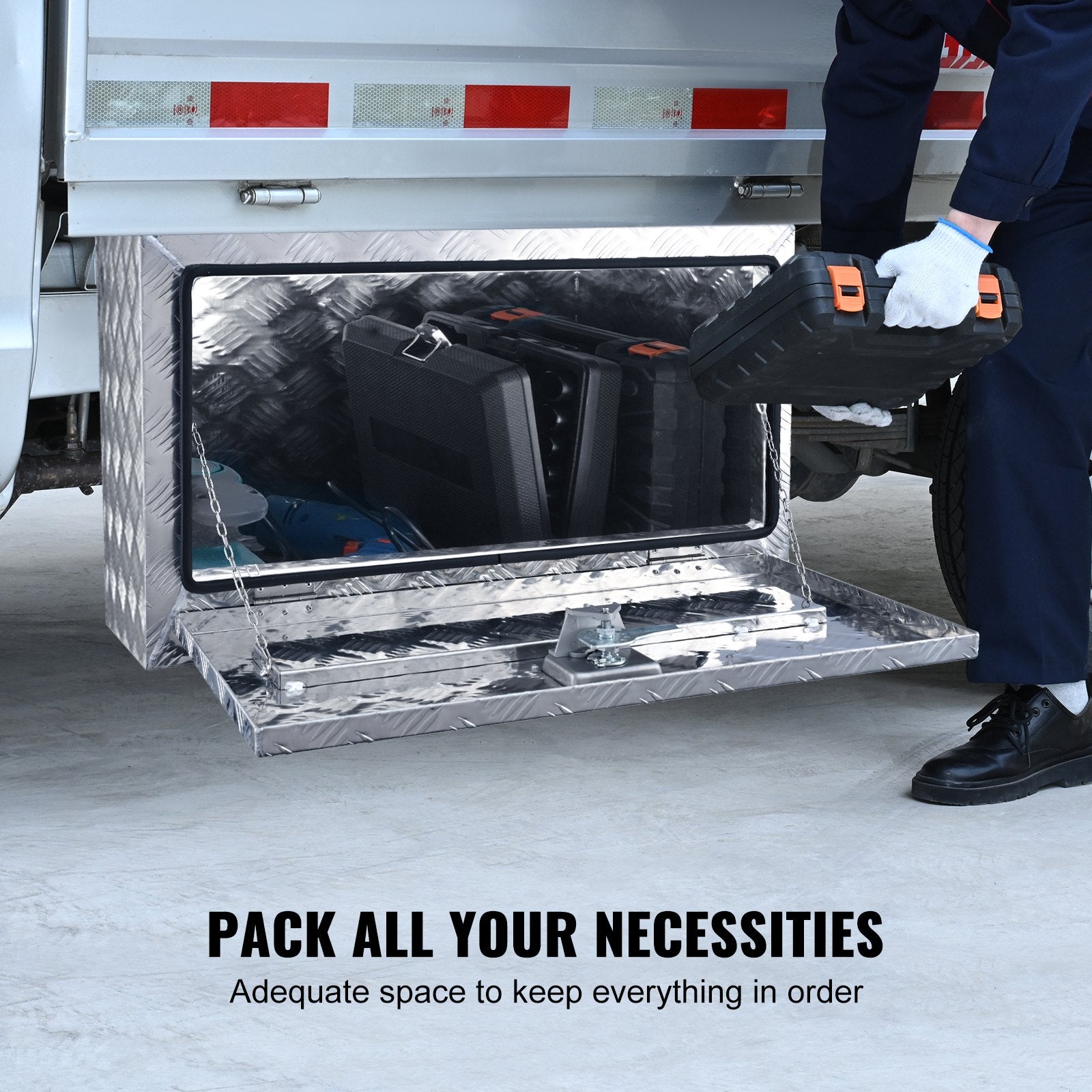 Underbody Truck Box 30"x14"x16" Heavy Duty Aluminum Tool Box with Lock