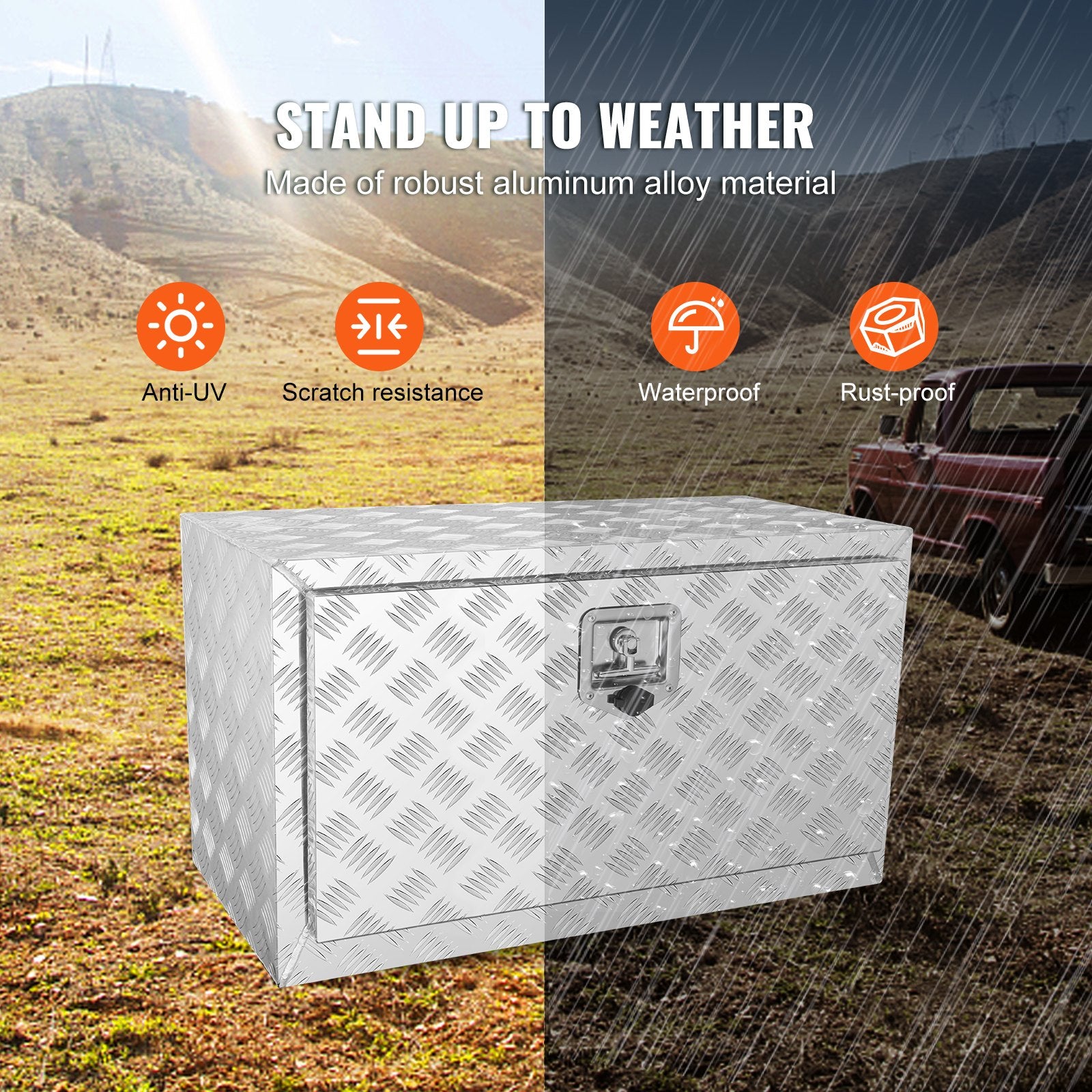 Underbody Truck Box 30"x14"x16" Heavy Duty Aluminum Tool Box with Lock