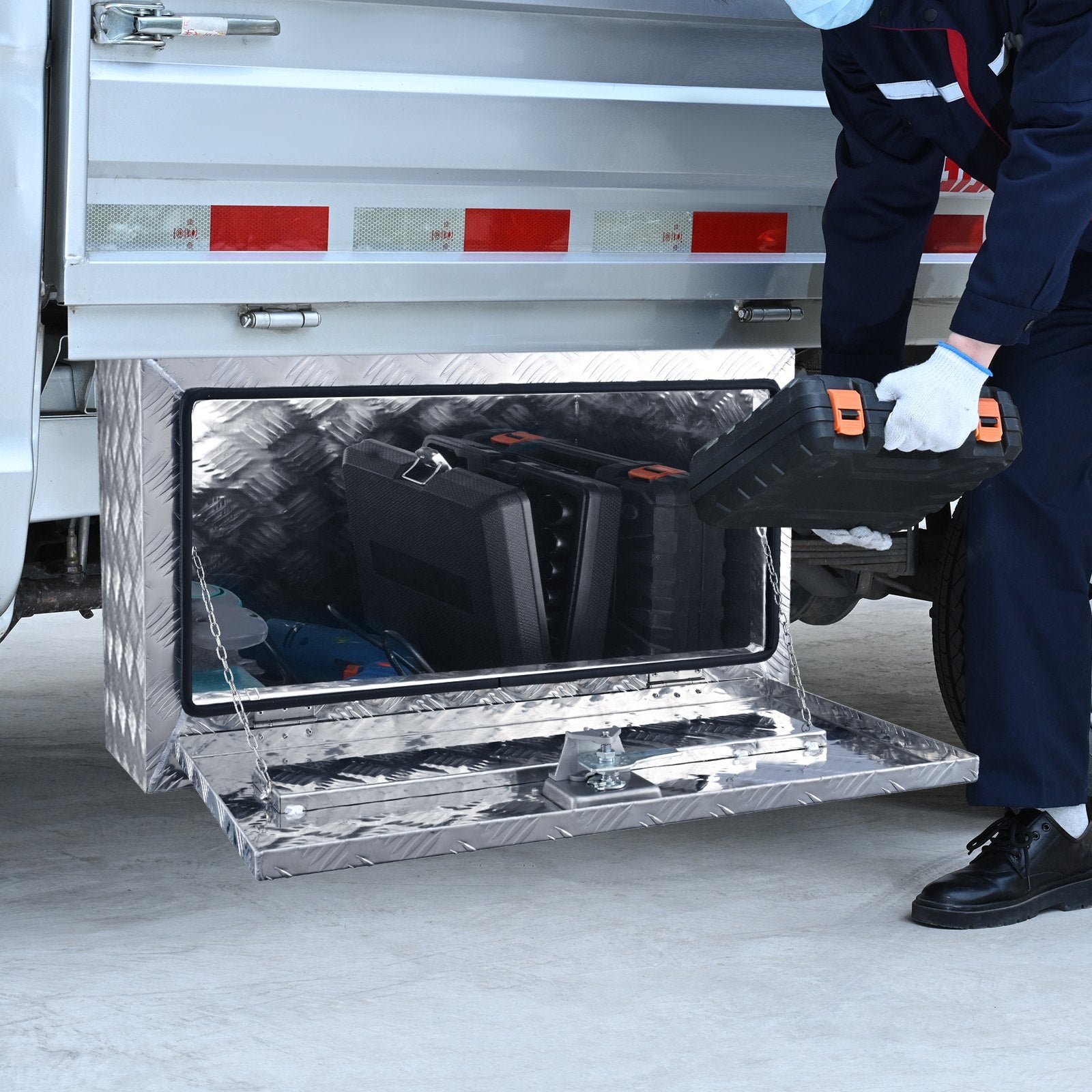 Underbody Truck Box 30"x14"x16" Heavy Duty Aluminum Tool Box with Lock