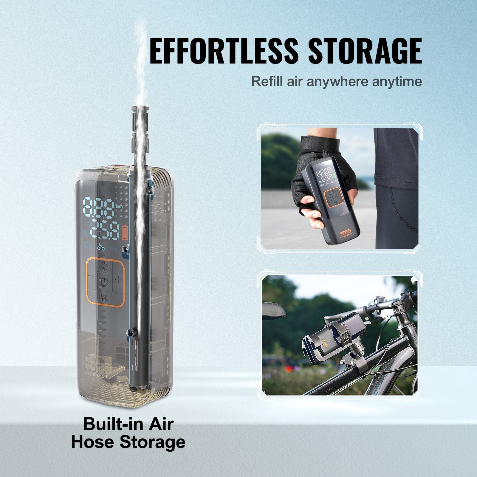 Tire Inflator Portable Air Compressor 150PSI 4000mAh Auto-Off Pump LCD