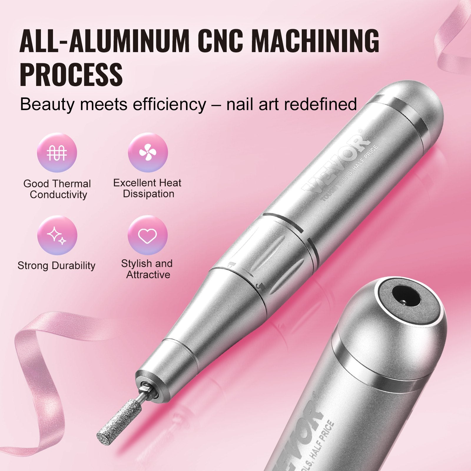 Nail Drill Electric Rechargeable 35000RPM Portable Cordless E-File LCD Display
