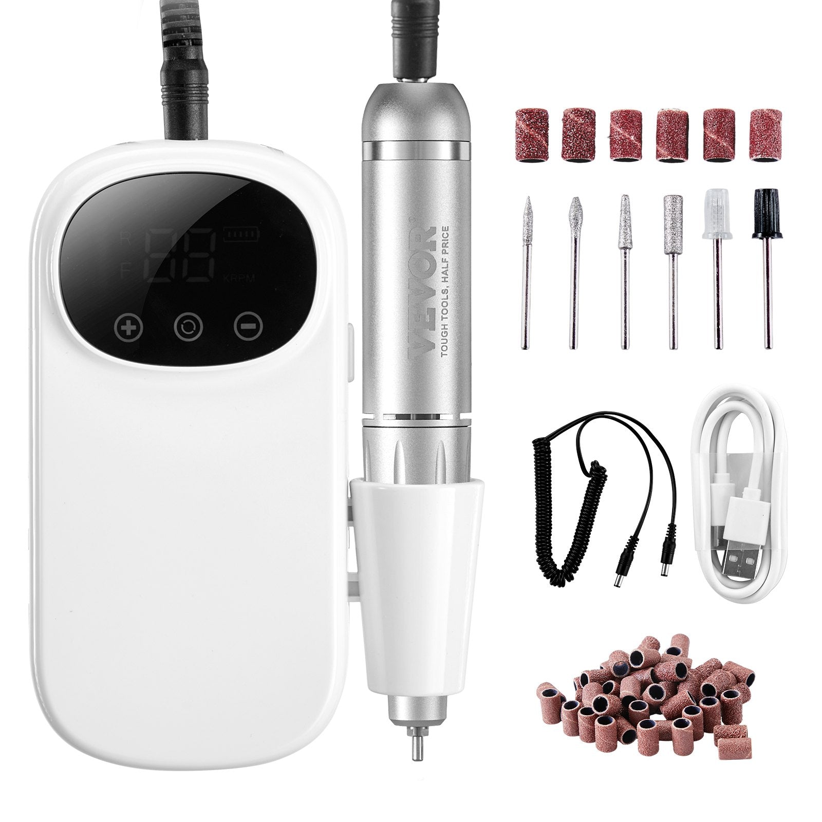 Nail Drill Electric Rechargeable 35000RPM Portable Cordless E-File LCD Display