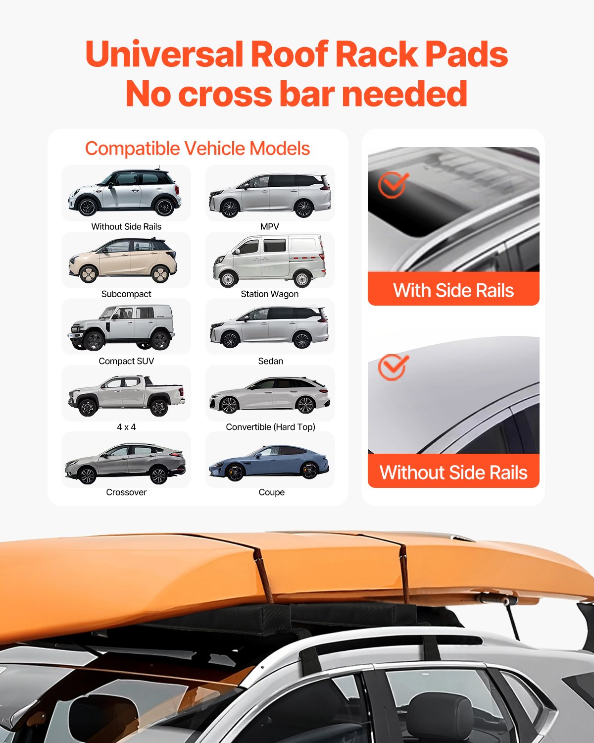 Soft Roof Rack Pads 15.5in Universal 176lbs Luggage Kayak Carrier Storage Bag