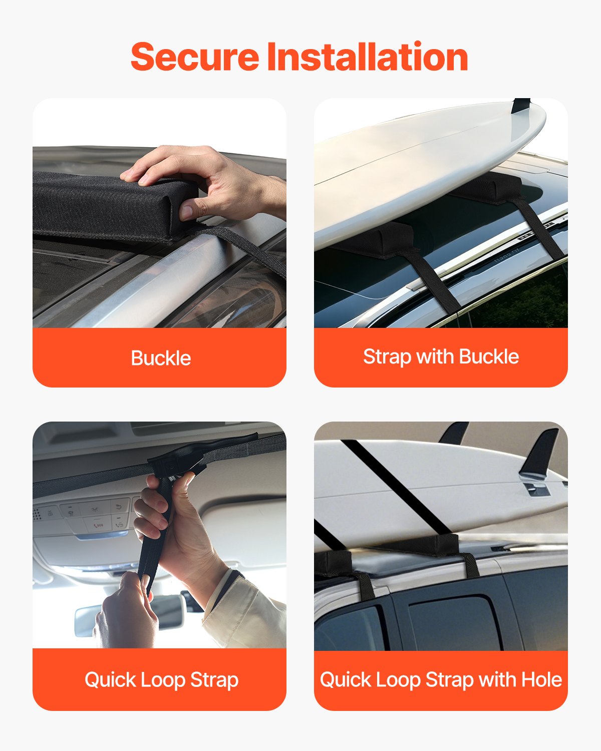 Soft Roof Rack Pads 15.5in Universal 176lbs Luggage Kayak Carrier Storage Bag
