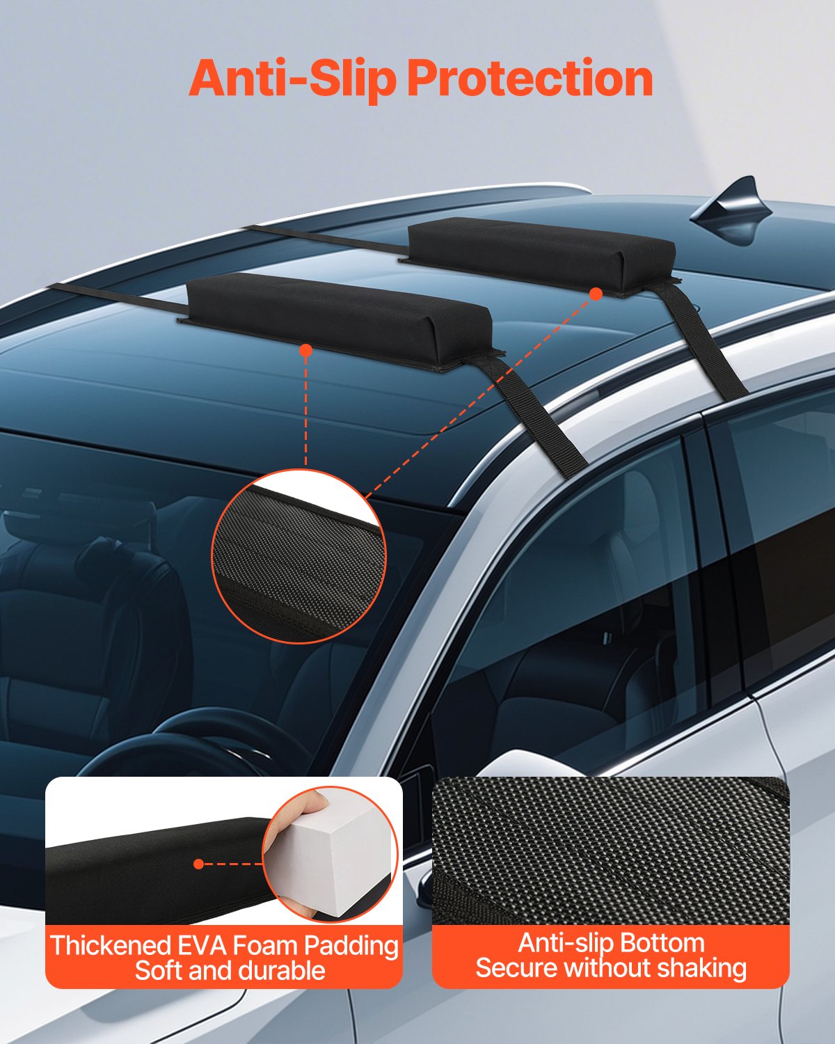 Soft Roof Rack Pads 15.5in Universal 176lbs Luggage Kayak Carrier Storage Bag