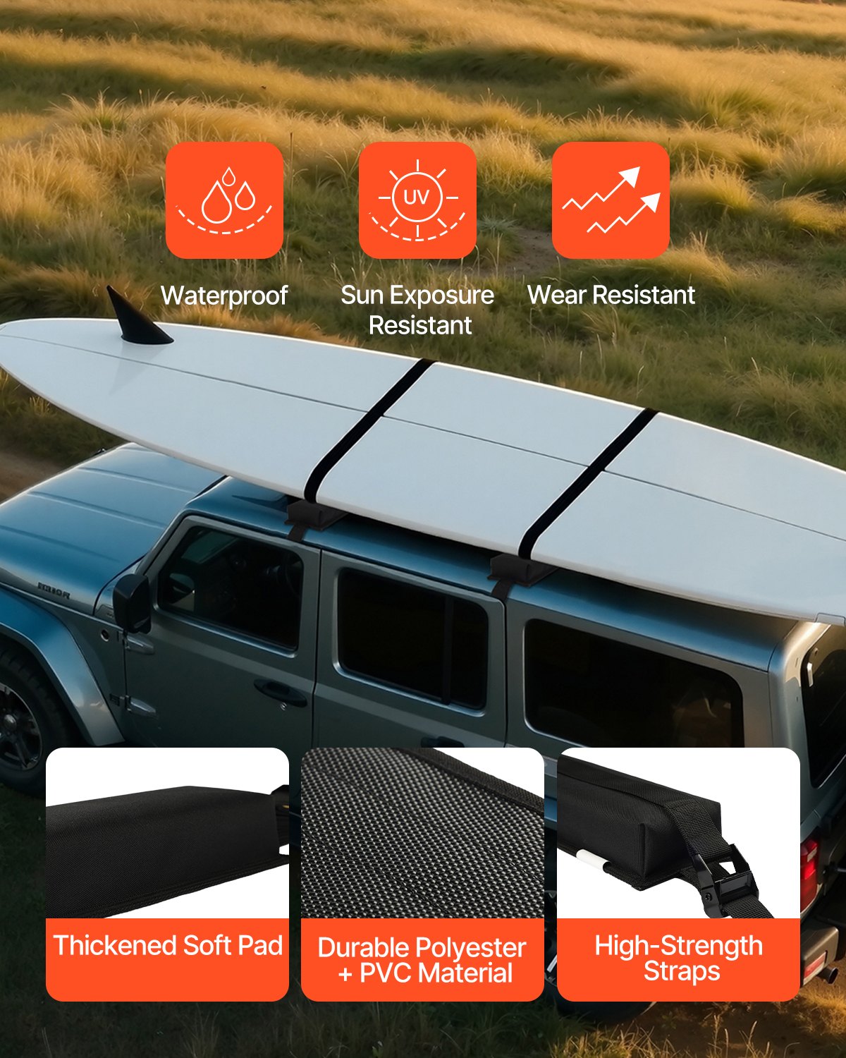 Soft Roof Rack Pads 15.5in Universal 176lbs Luggage Kayak Carrier Storage Bag