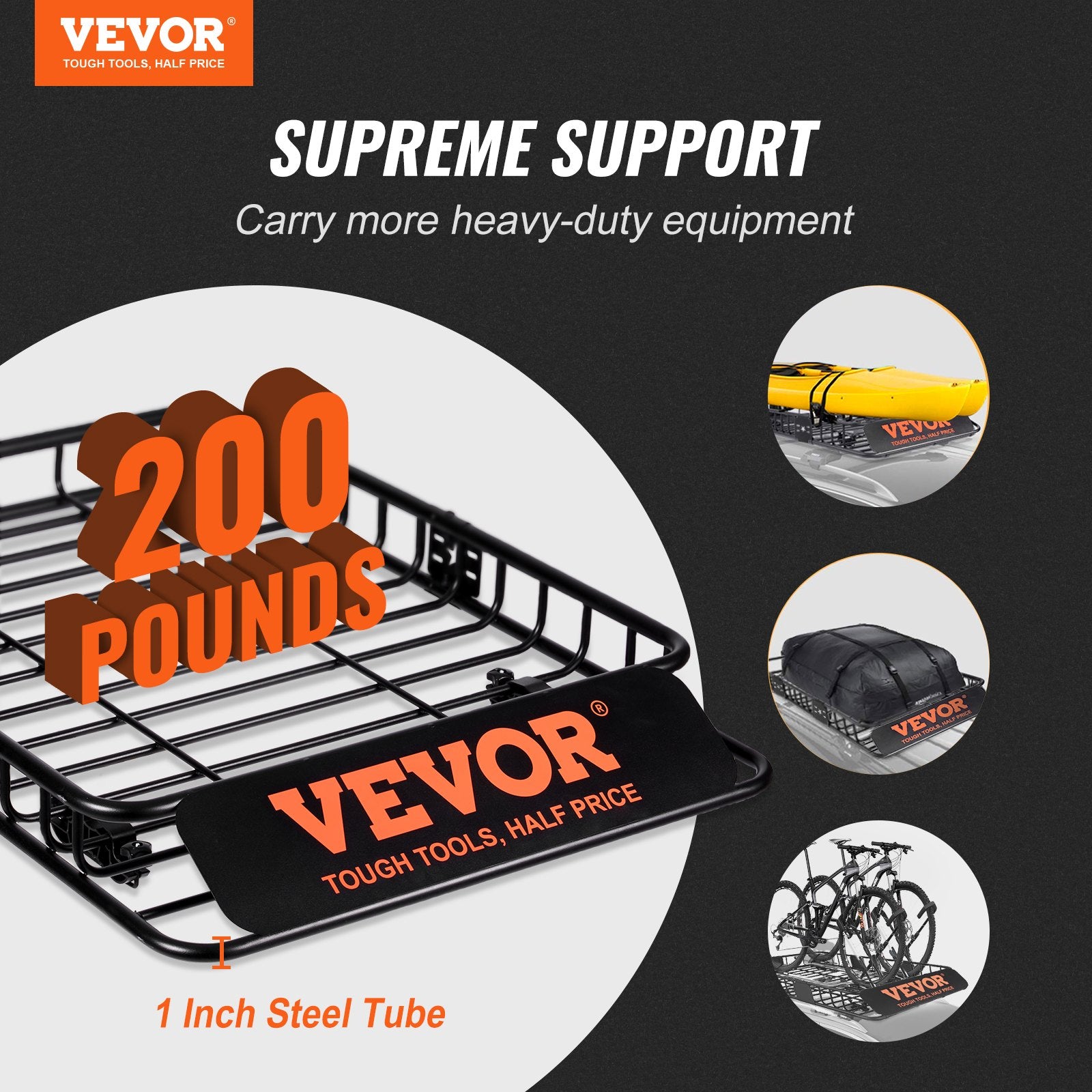 Roof Rack Cargo Basket 1175x915x114mm 200LBS Capacity for SUV Truck Cars