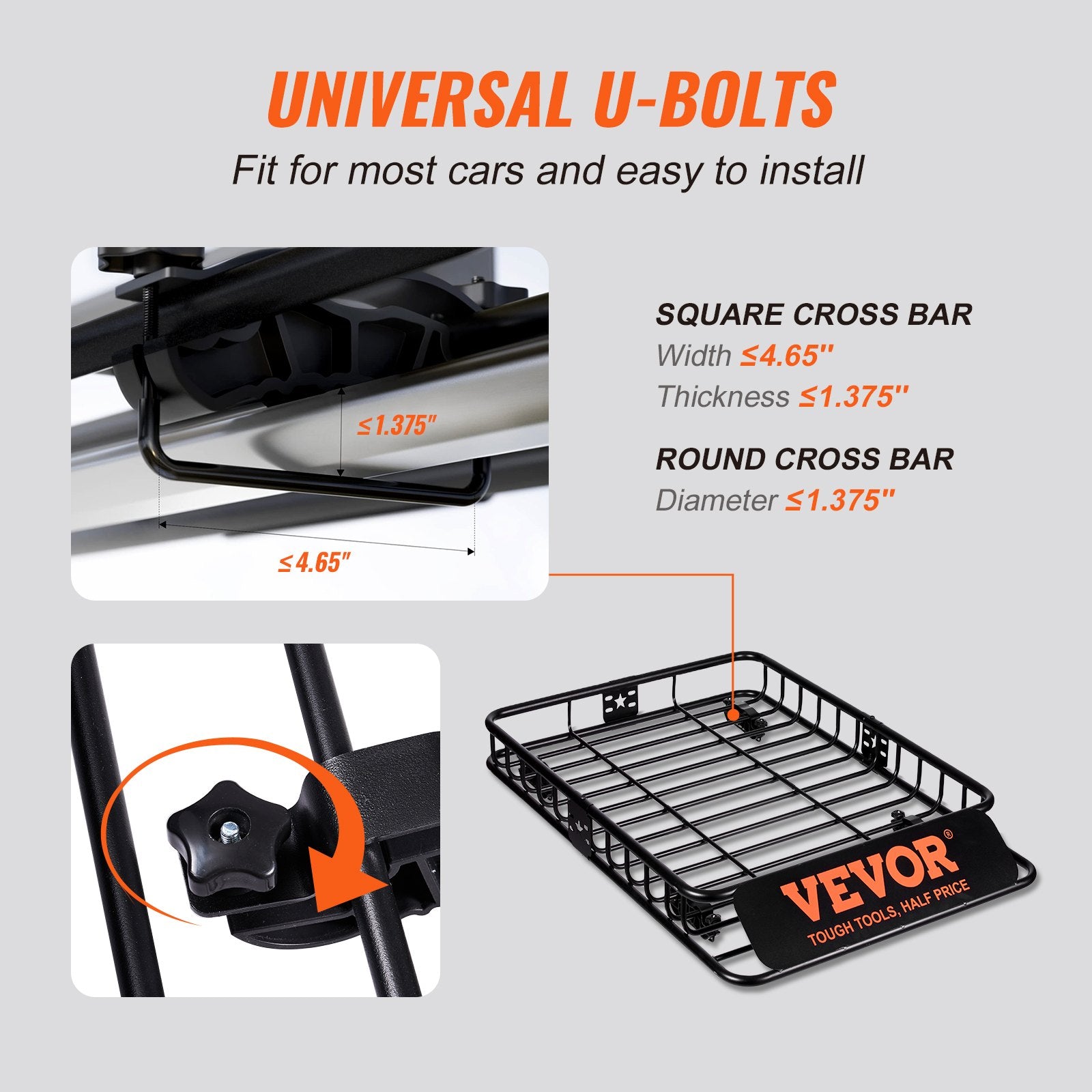 Roof Rack Cargo Basket 1175x915x114mm 200LBS Capacity for SUV Truck Cars