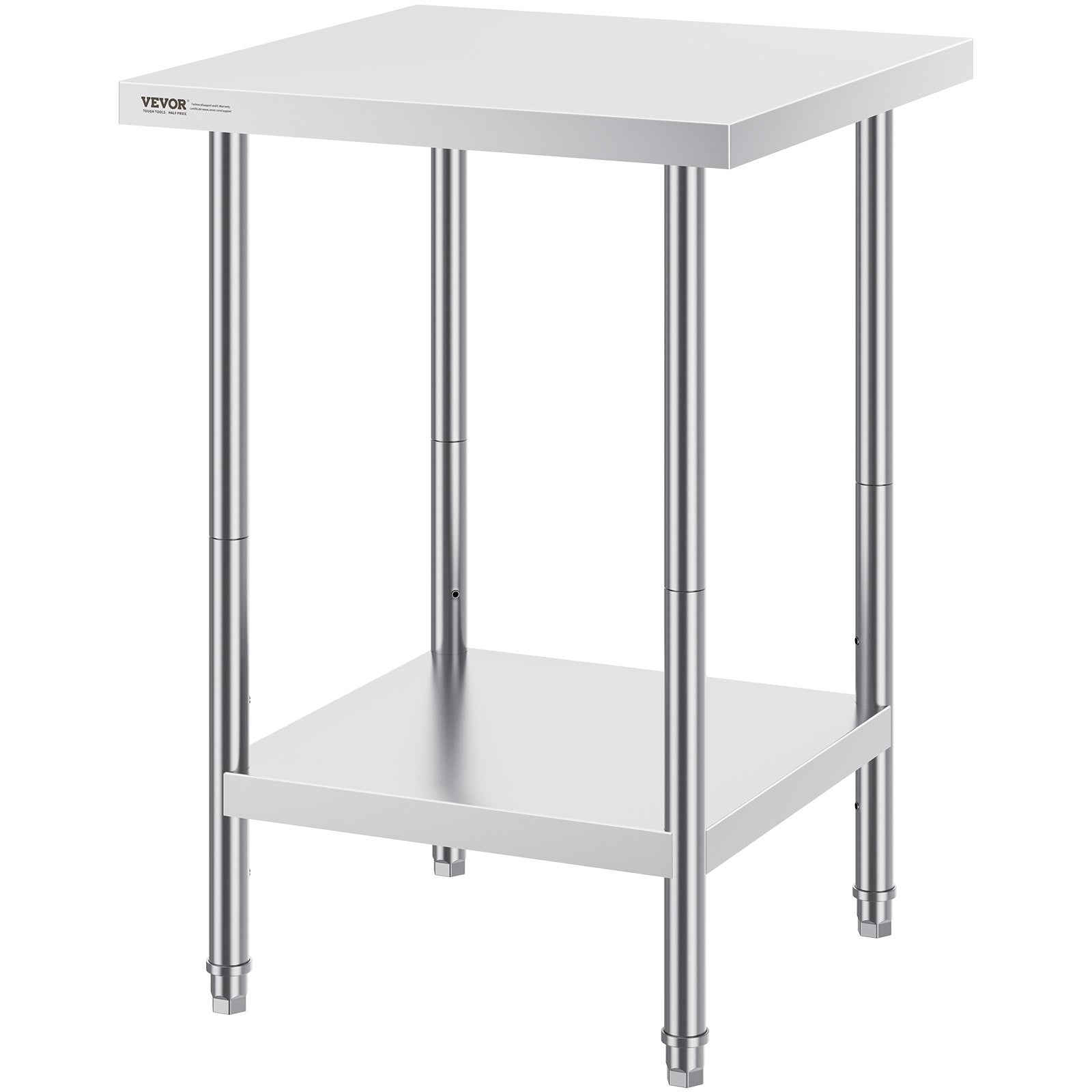 Stainless Steel Prep Table 24x24x34 in Heavy Duty Adjustable Workstation