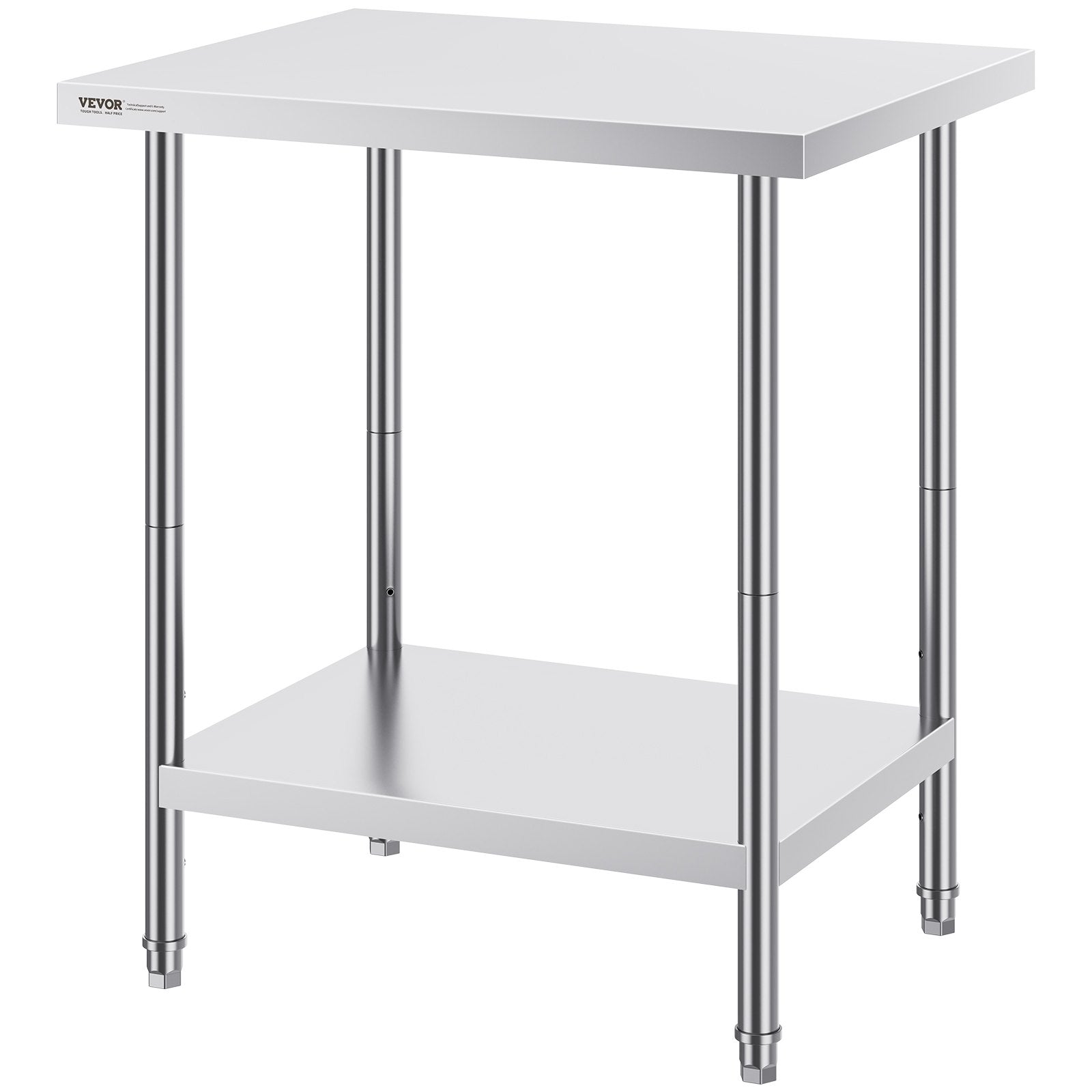 Stainless Steel Prep Table 24x30x34in Heavy Duty Adjustable Height Worktable