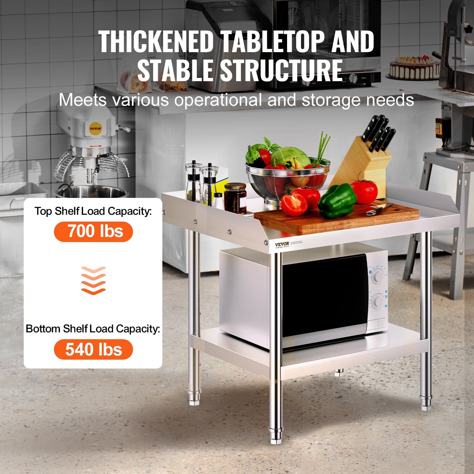 Stainless Steel Work Table 24x28x26 in Commercial Prep Table Adjustable Height