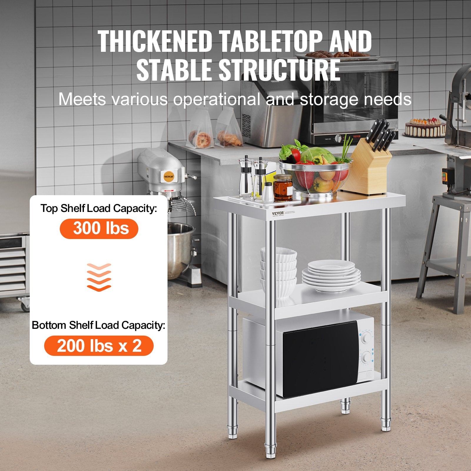 Stainless Steel Food Prep Table 14x24x34in Heavy Duty Commercial Undershelf