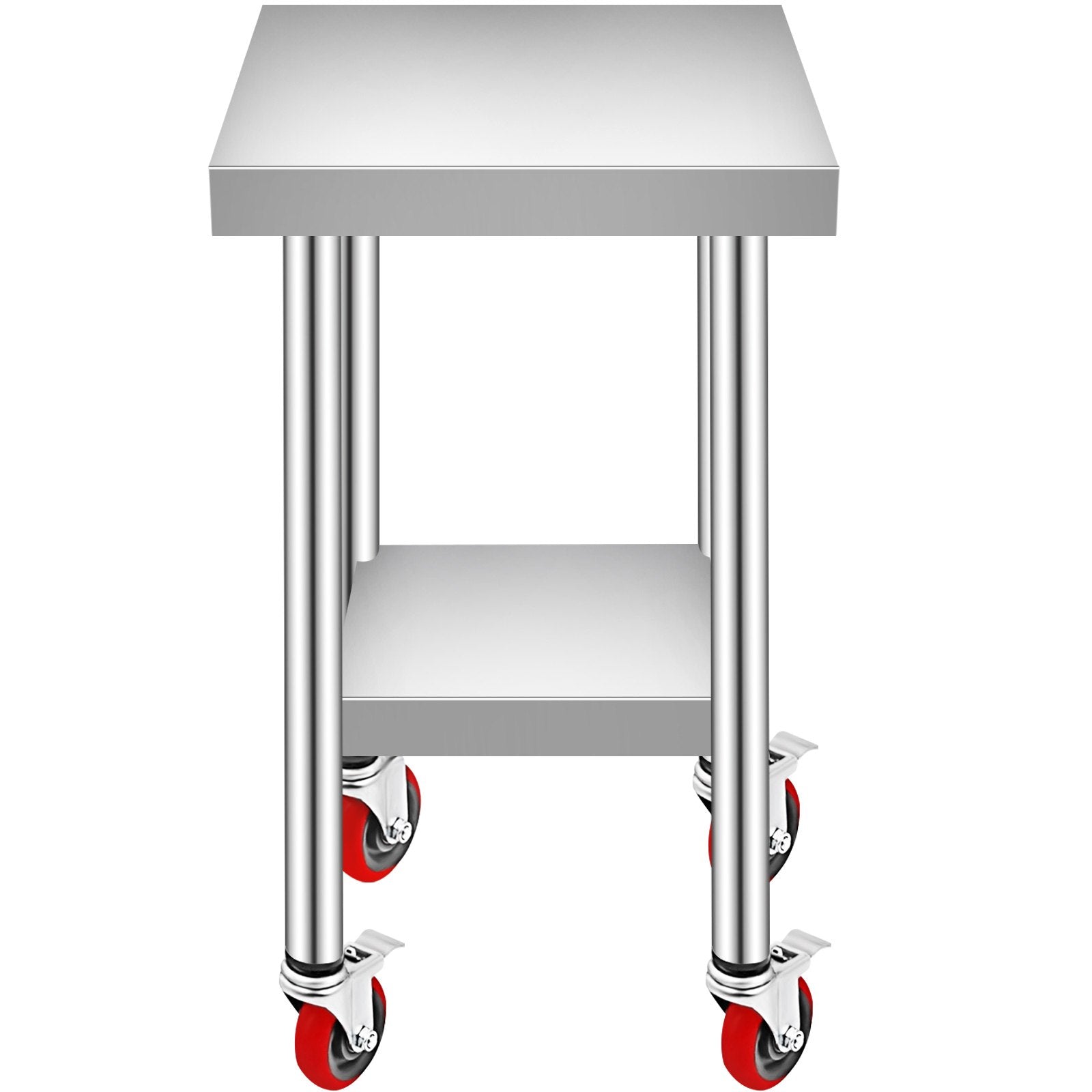 Stainless Steel Work Table 24x18x34", 700LBS, 4 Wheels, 3 Height Levels, Silver
