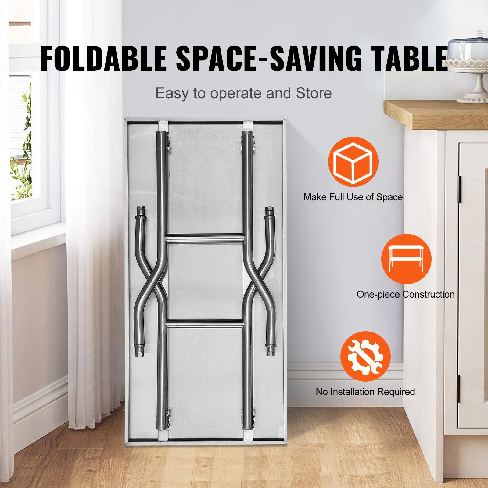 Stainless Steel Kitchen Bench 1220x610 mm Folding Commercial Prep Table
