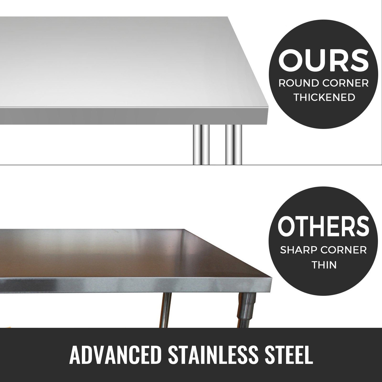 Stainless Steel Work Table 30x12x34", 700LBS, 4 Wheels, 3 Height Levels, Silver