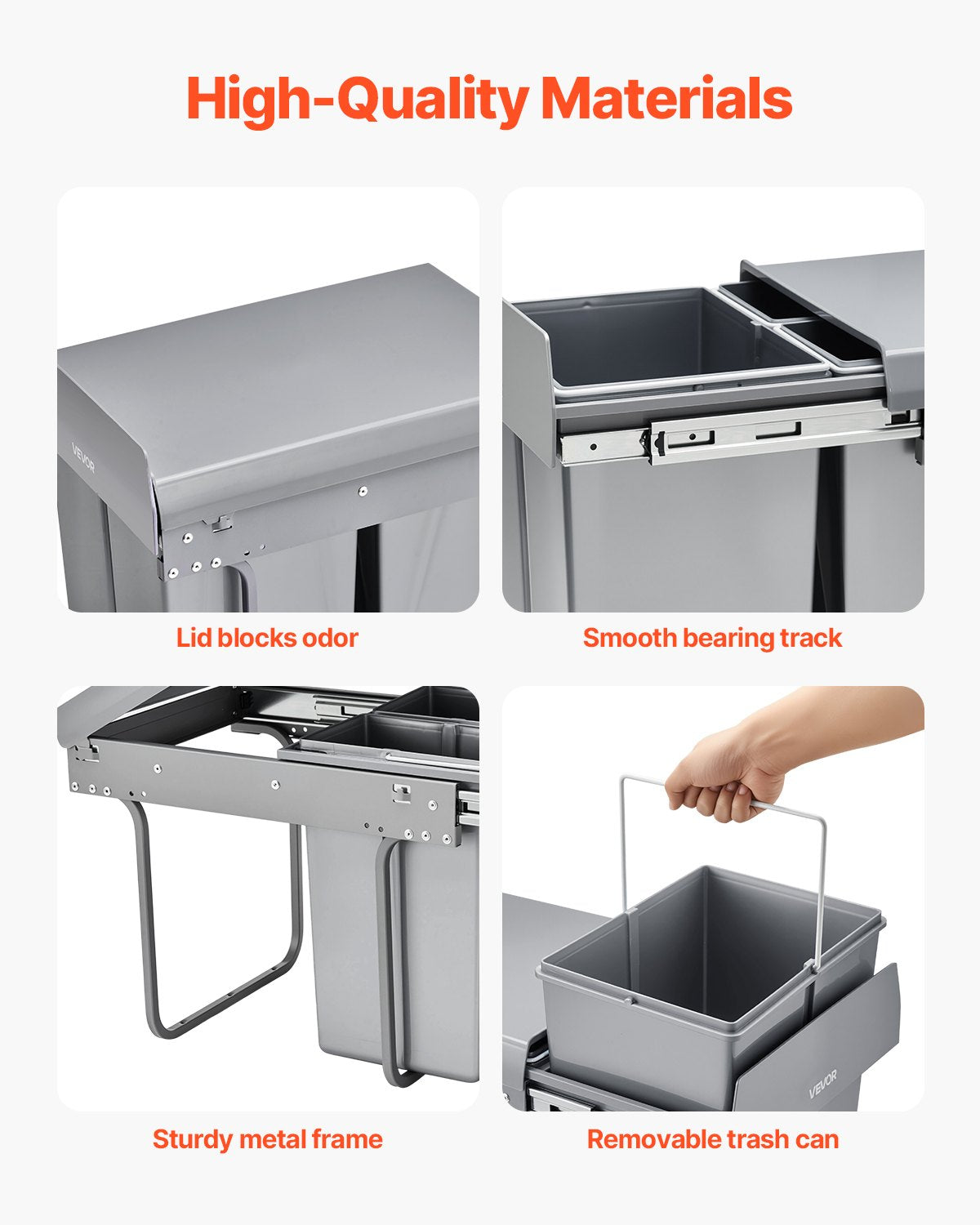 Pullout Trash Can Kitchen Cabinets Double Under Sink Waste Recycling Bin Handle