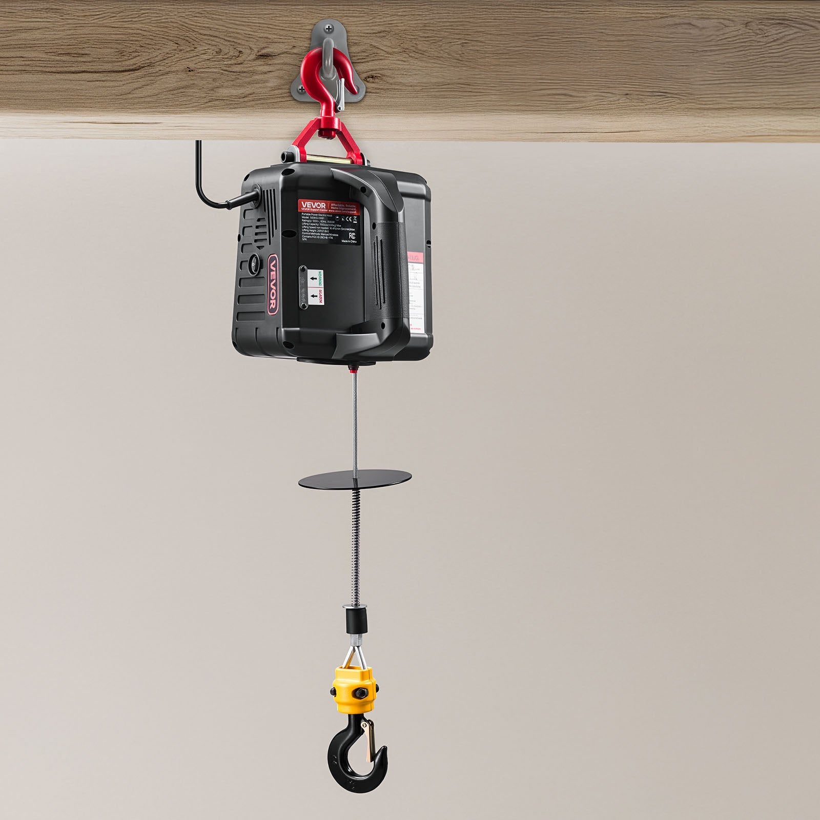 2-in-1 Electric Hoist Winch 500kg 1500W 7.6m Lifting Wireless Remote Control
