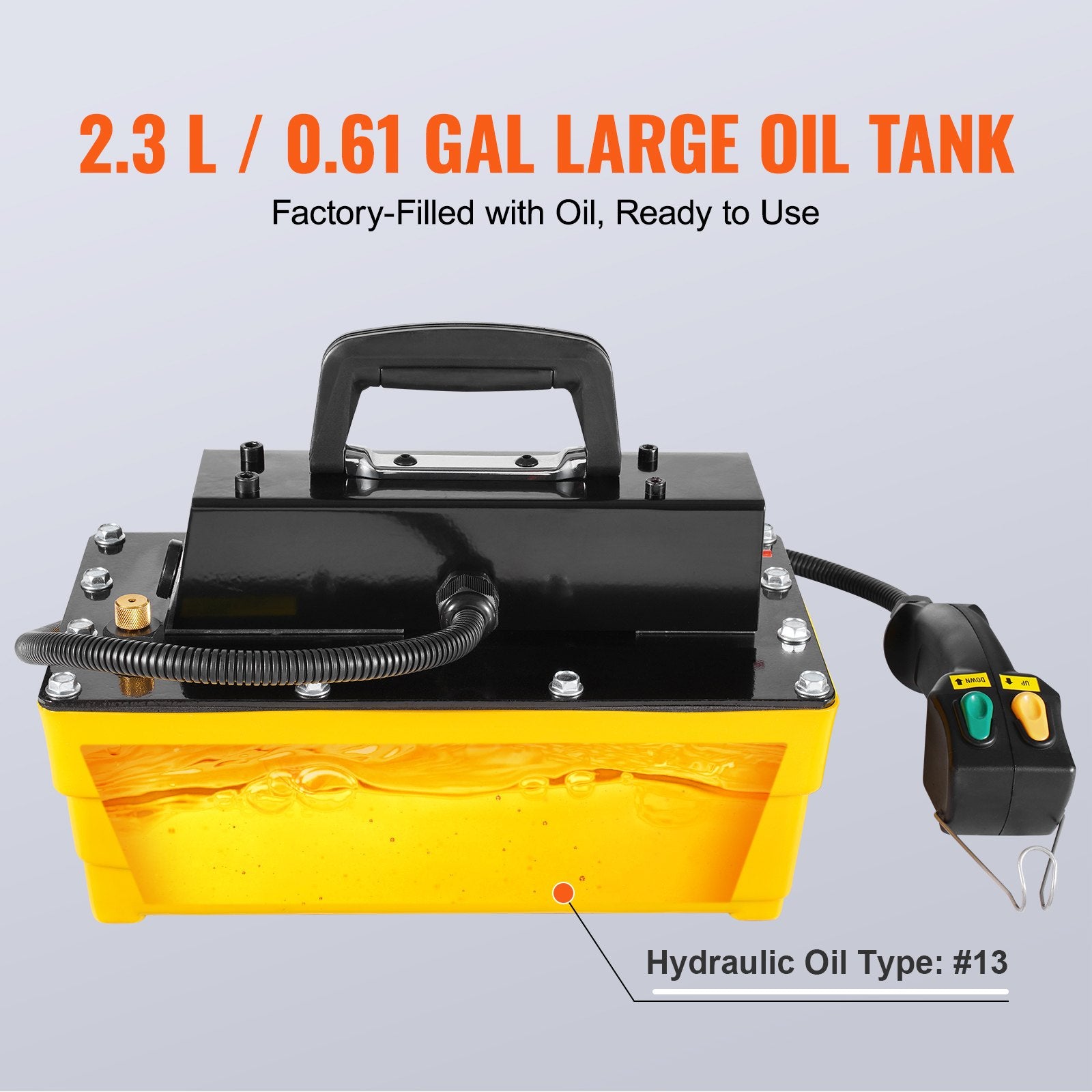 10,000PSI Air Hydraulic Pump, 2.3 L Reservoir, Air Actuated Foot Pump