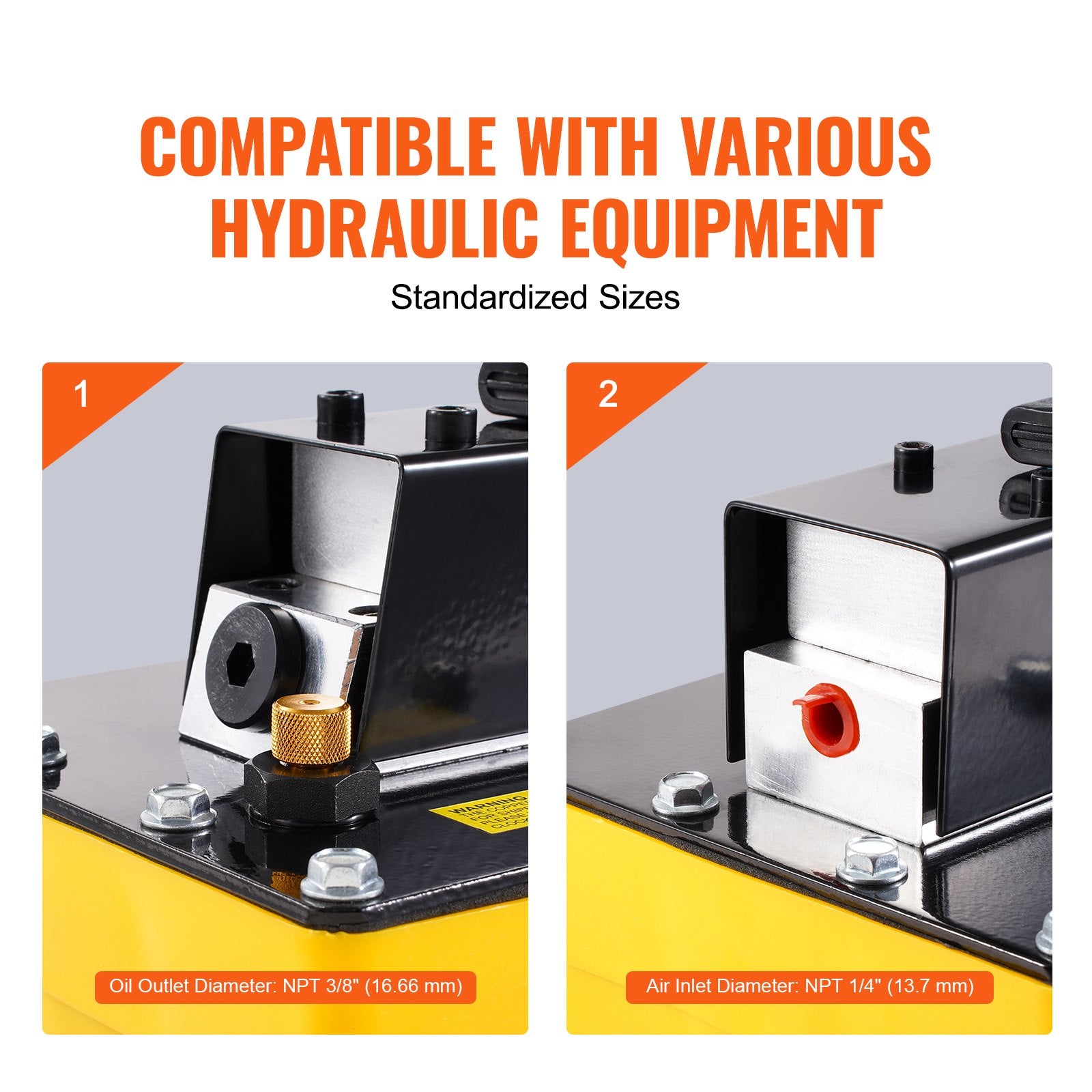 10,000PSI Air Hydraulic Pump, 2.3 L Reservoir, Air Actuated Foot Pump