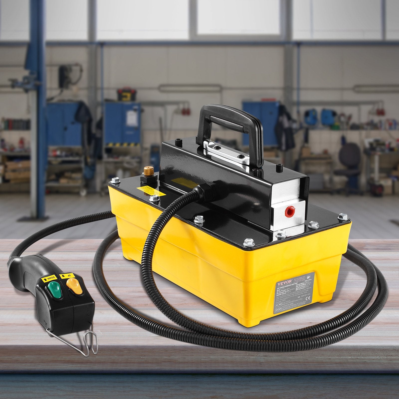 10,000PSI Air Hydraulic Pump, 2.3 L Reservoir, Air Actuated Foot Pump