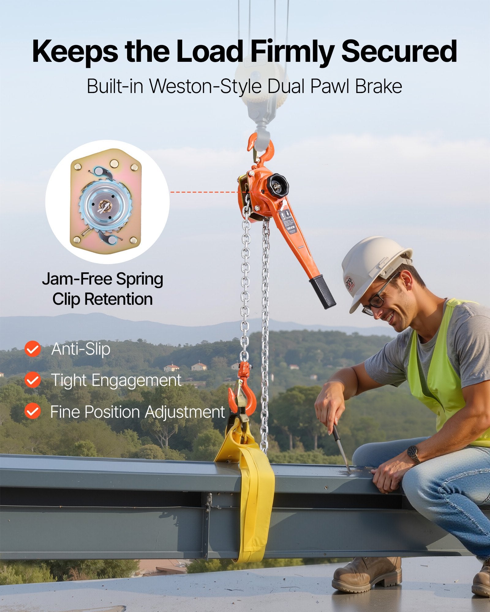 Manual Lever Chain Hoist 1.5T 1500KG 6M Lift G80 Chain Dual Pawl Brake