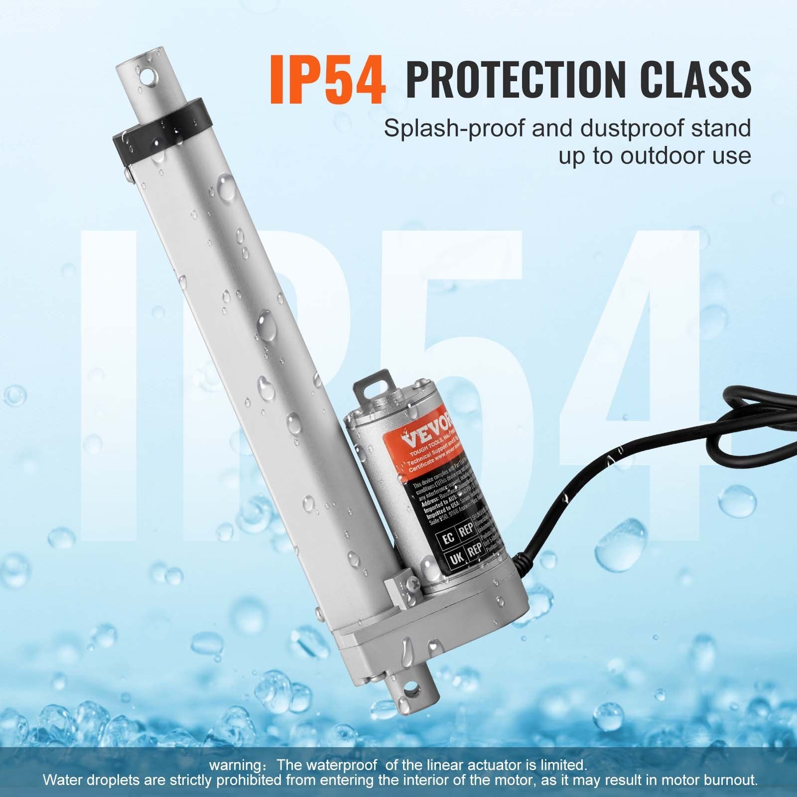 12V Linear Actuator 6 Inch High Speed 0.55"/s 1000N with Bracket IP54