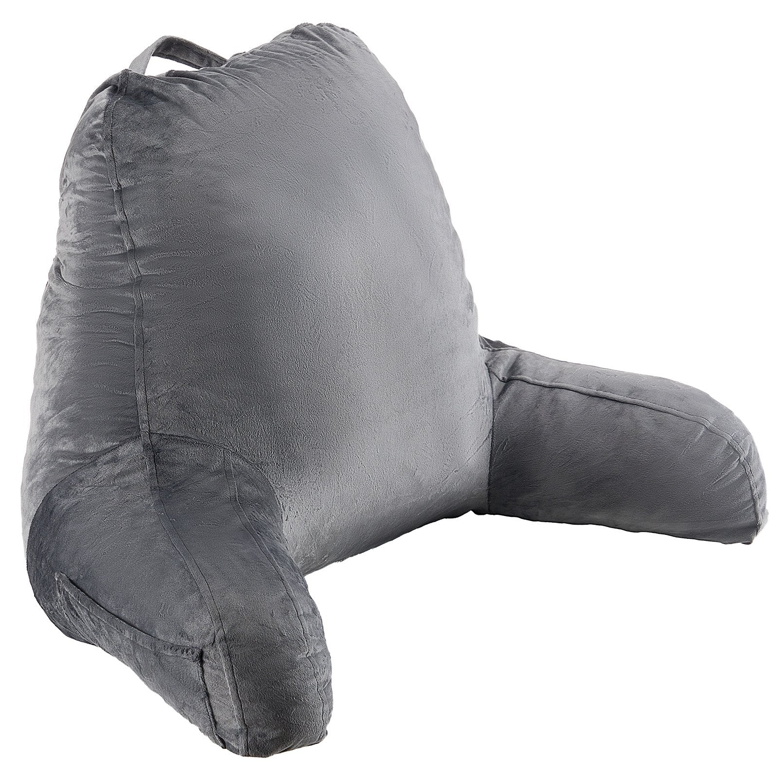Reading Pillow Large Size Shredded Memory Foam 3 Pockets Handle Washable Grey