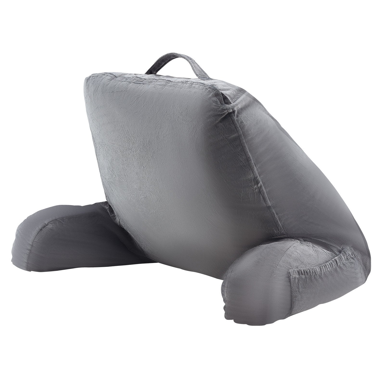 Reading Pillow Large Size Shredded Memory Foam 3 Pockets Handle Washable Grey