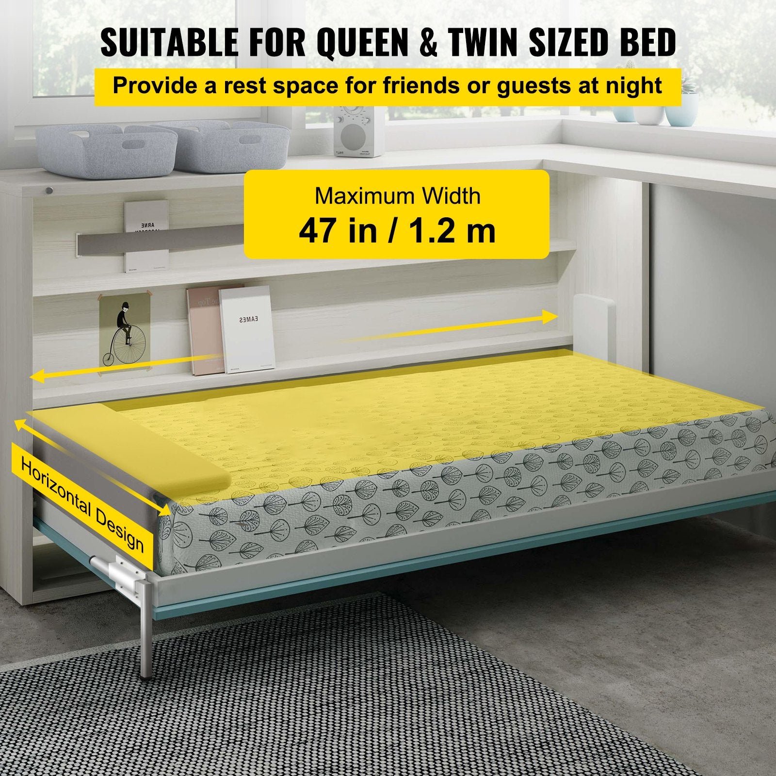 DIY Murphy Bed Springs Mechanism Hardware Kit Horizontal Twin Size Bed