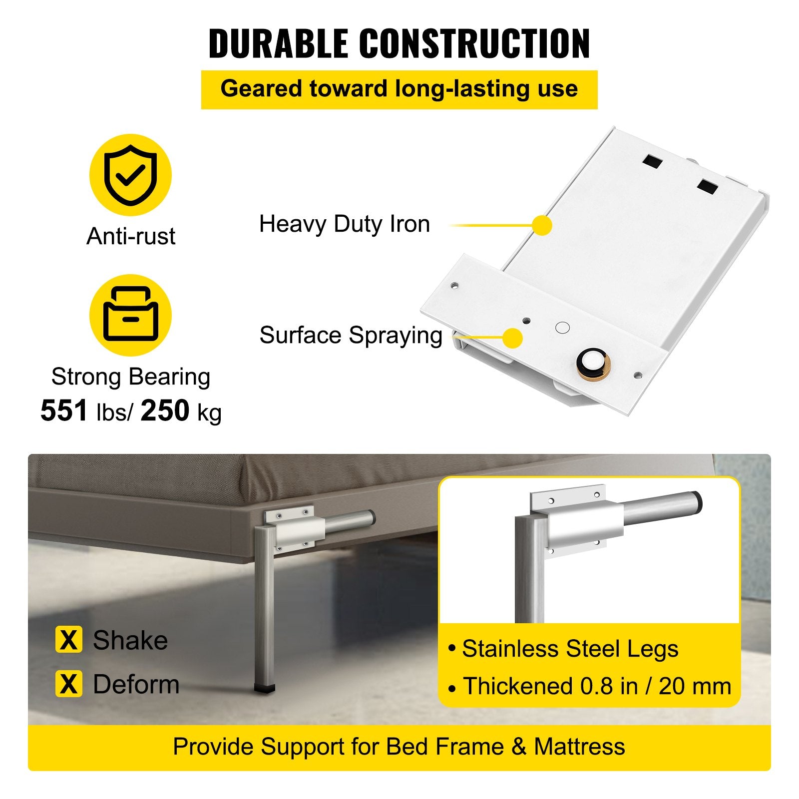 DIY Murphy Bed Springs Mechanism Hardware Kit Horizontal Twin Size Bed