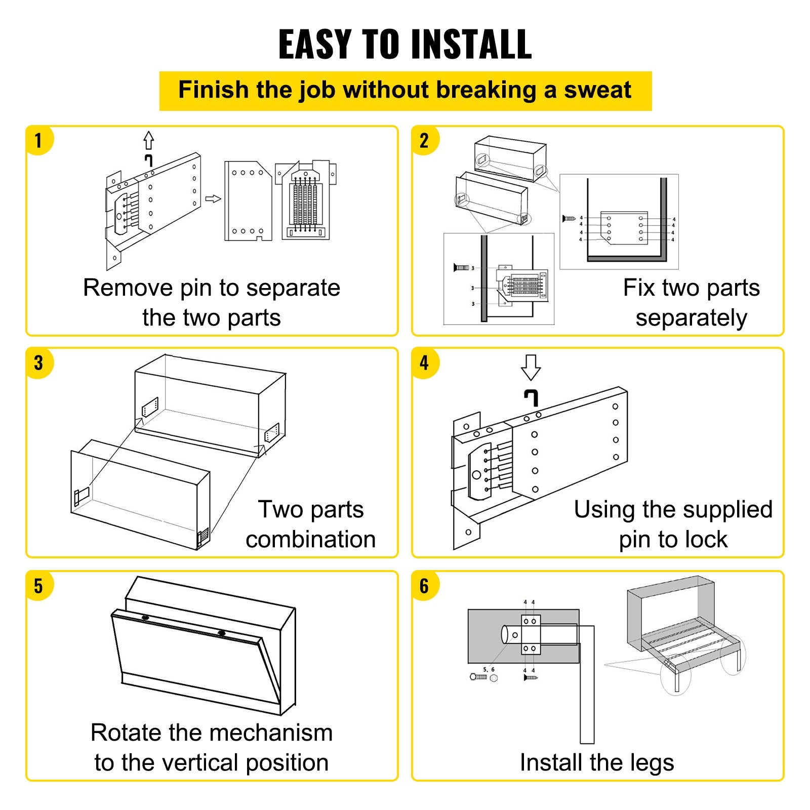 DIY Murphy Bed Springs Mechanism Hardware Kit Horizontal Twin Size Bed