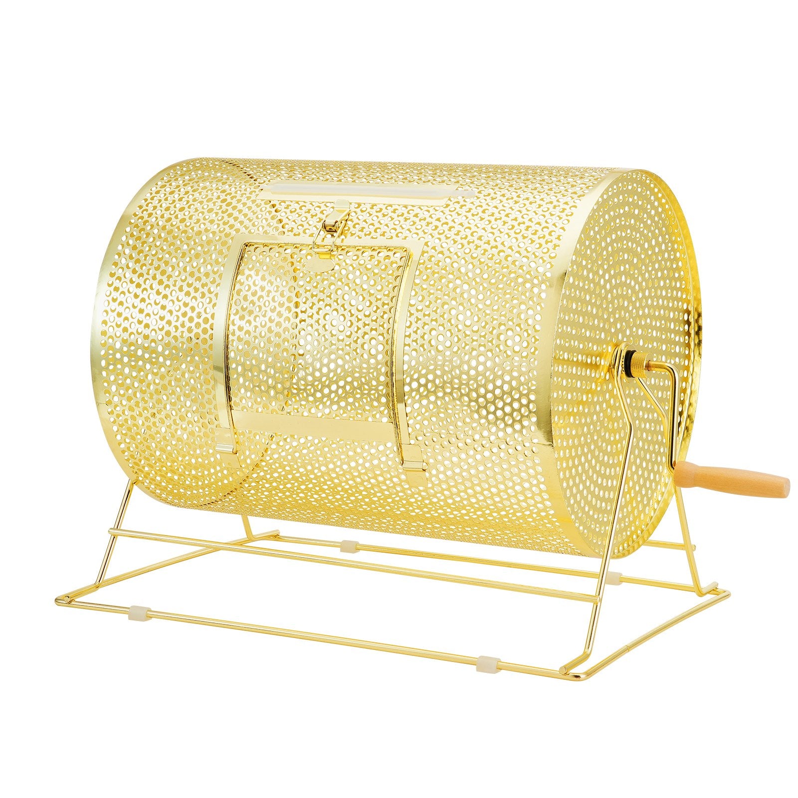 Raffle Drum 16.1"x12" Brass Plated Spinning Cage Holds 5000 Tickets or Balls