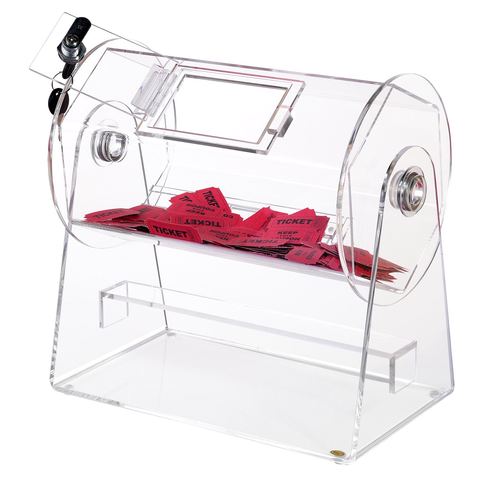Acrylic Raffle Drum Holds 2500 Tickets 100 Balls Transparent Spinning Cage