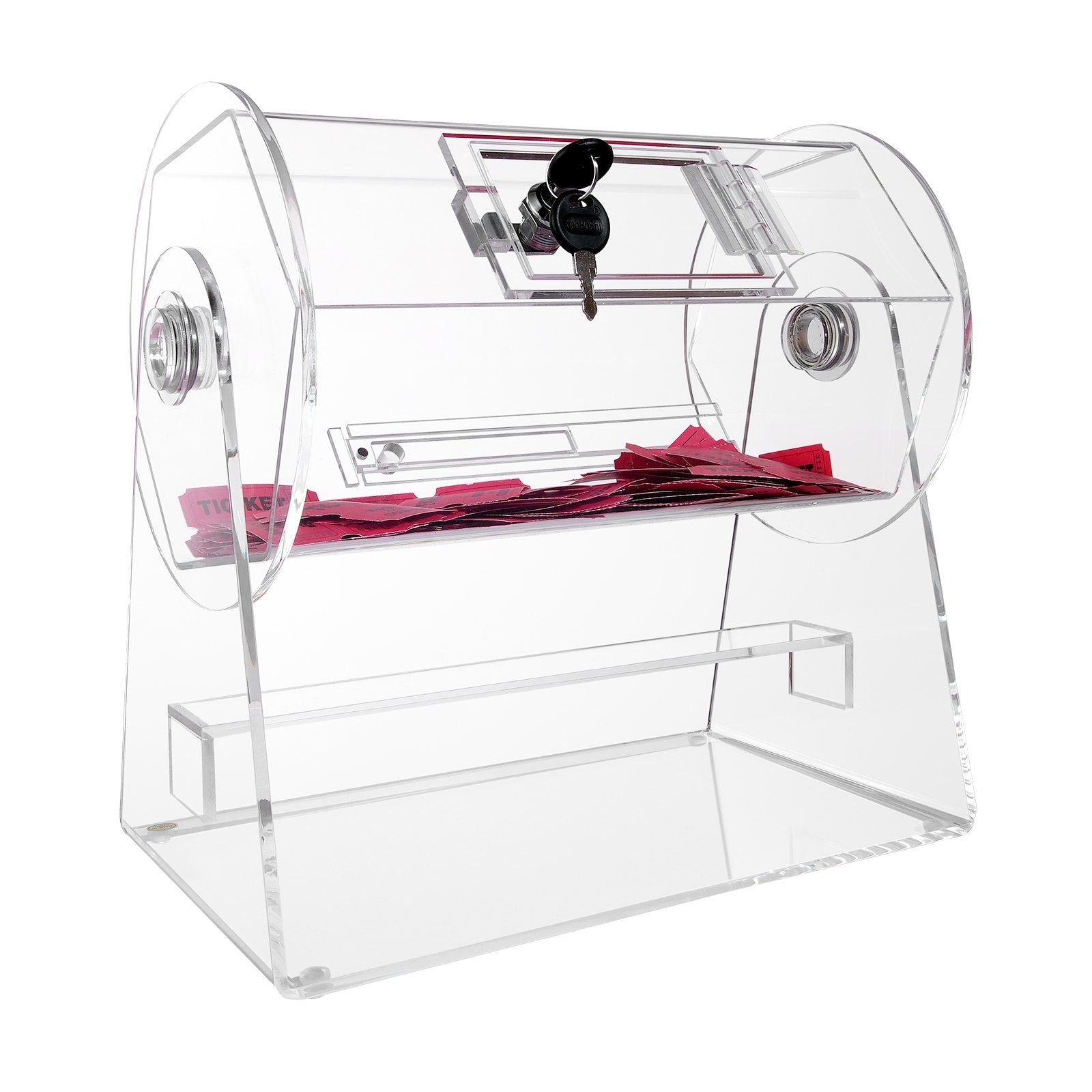 Acrylic Raffle Drum Holds 2500 Tickets 100 Balls Transparent Spinning Cage