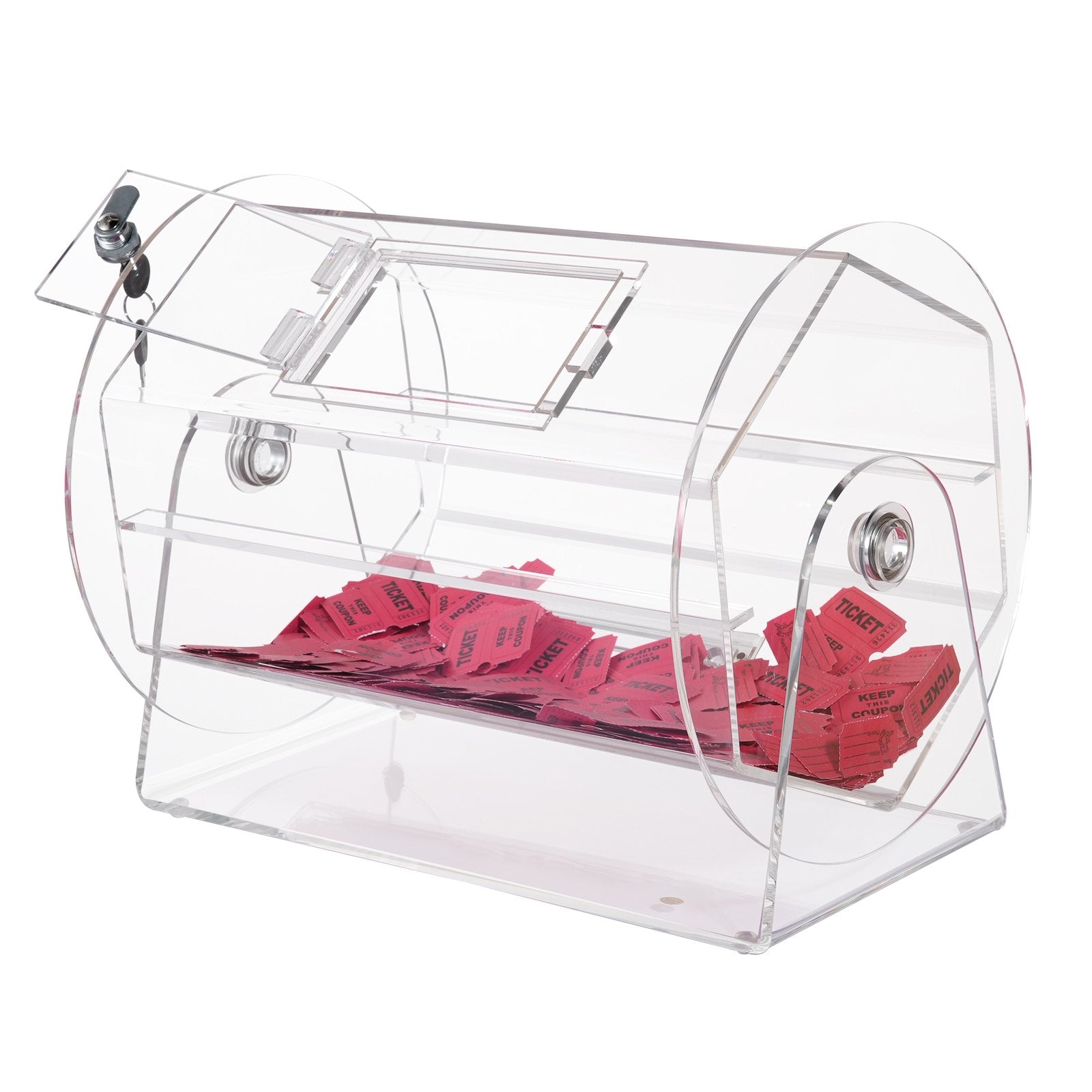 Acrylic Raffle Drum Holds 5000 Tickets 200 Balls Transparent Spinning Cage