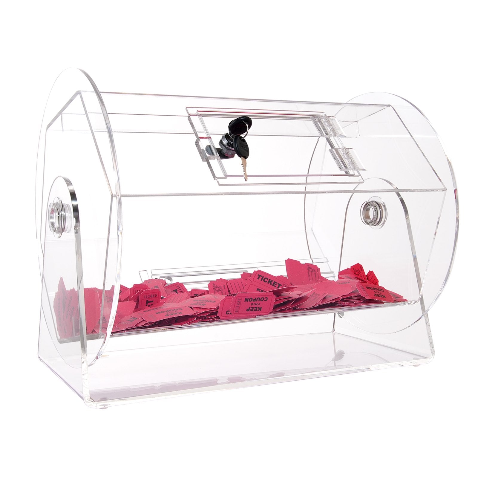 Acrylic Raffle Drum Holds 5000 Tickets 200 Balls Transparent Spinning Cage