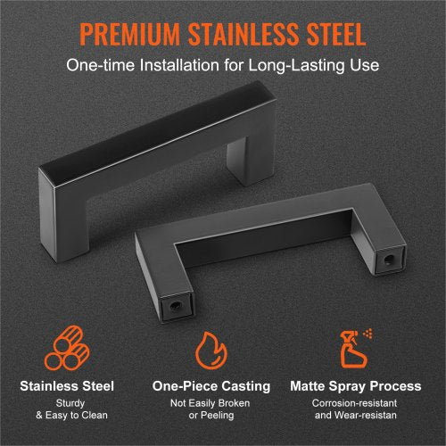 VEVOR 10 Pack Slim Square Cabinet Pulls 3in 76mm Kitchen/Bathroom Door Handles