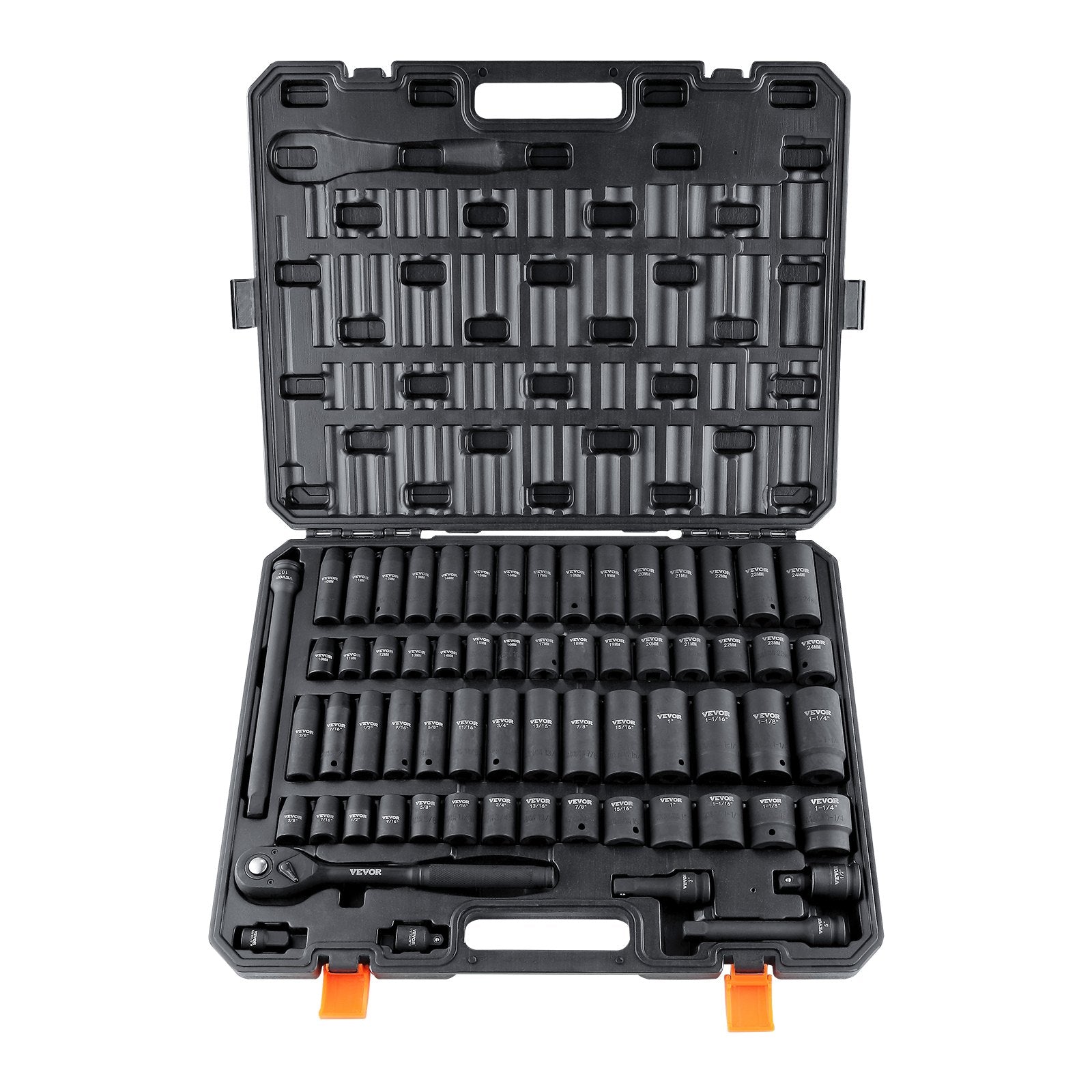 1/2" Drive Impact Socket Set 65-Piece SAE & Metric 6-Point Cr-V with Case