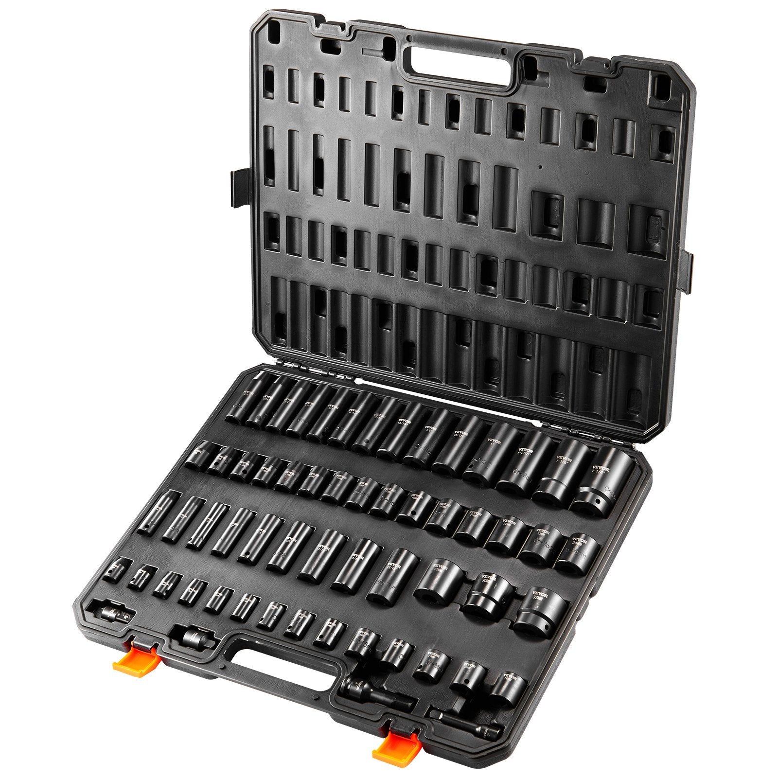 Impact Socket Set, 3/8" & 1/2" Drive 59-Piece SAE & Metric 6-32mm Cr-Mo Steel