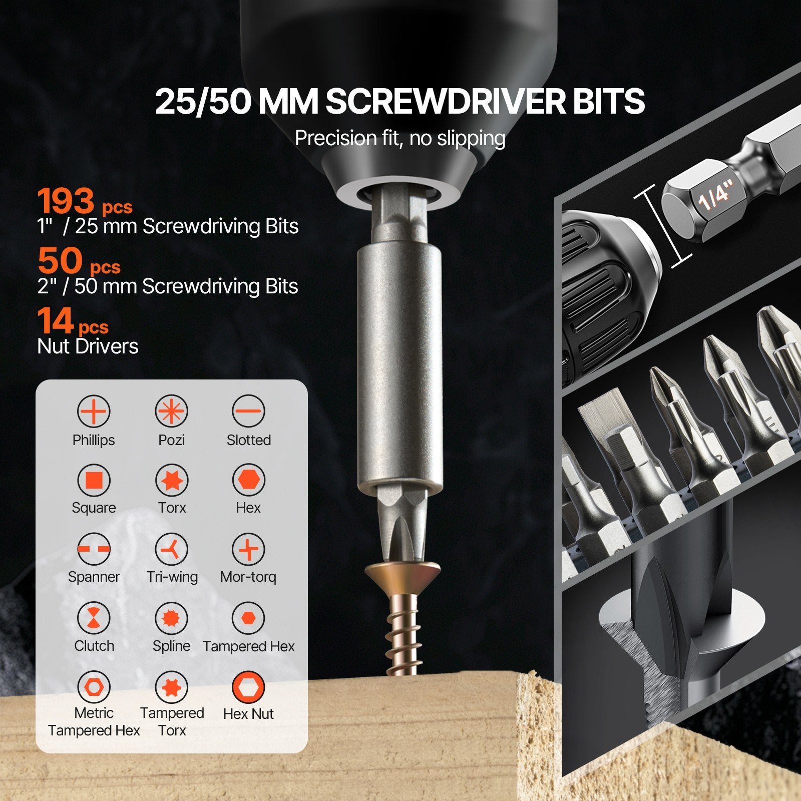 Drill and Driver Bit Set Combo Kit with Organized Carrying Case