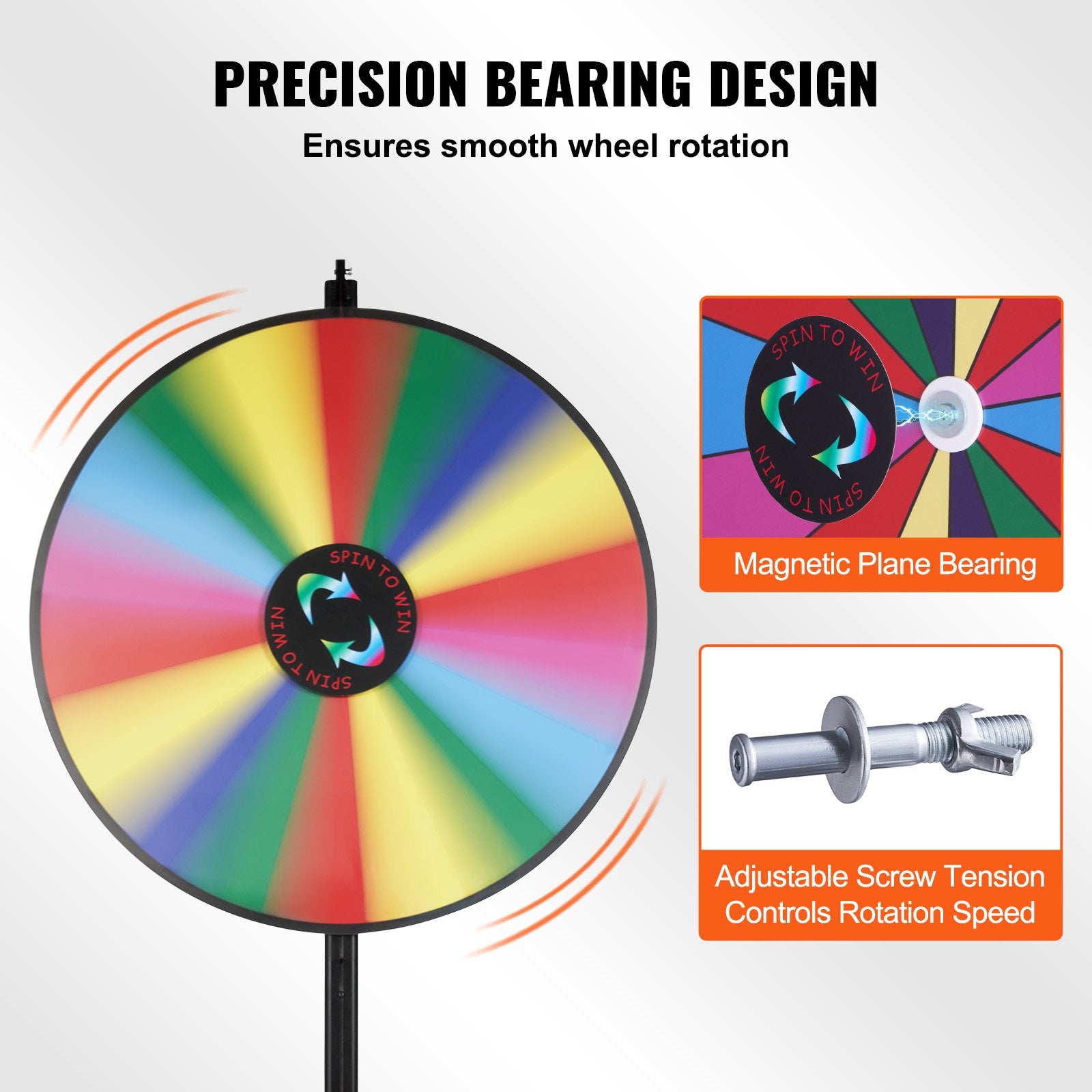 36" Spinning Prize Wheel 18-Slot Roulette with Dry Erase Tabletop/Floor Standing