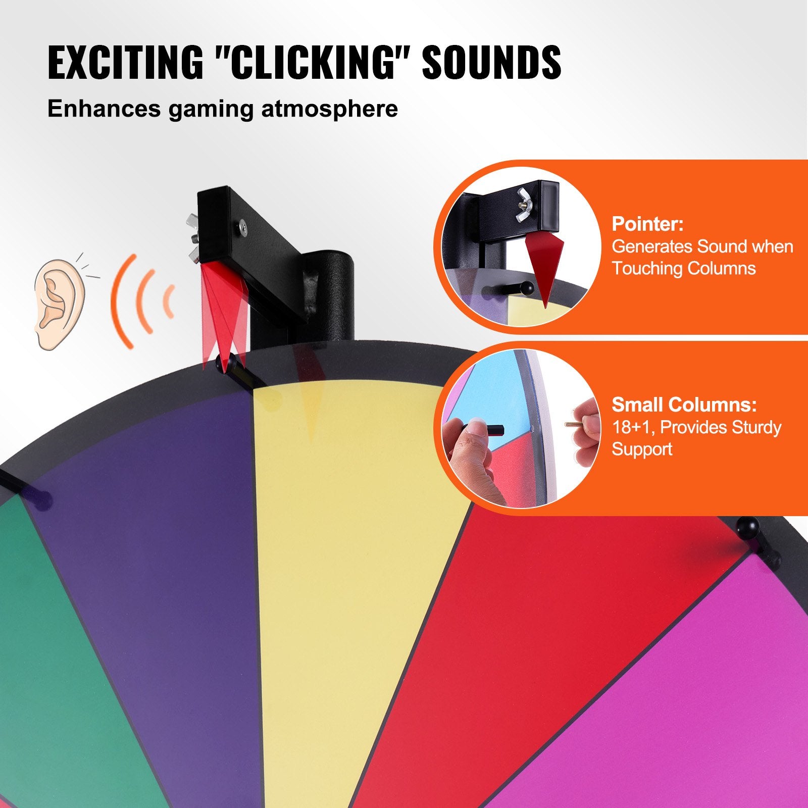 36" Spinning Prize Wheel 18-Slot Roulette with Dry Erase Tabletop/Floor Standing