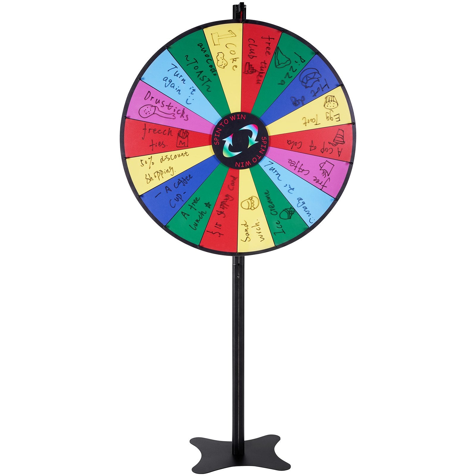 36" Spinning Prize Wheel 18-Slot Roulette with Dry Erase Tabletop/Floor Standing