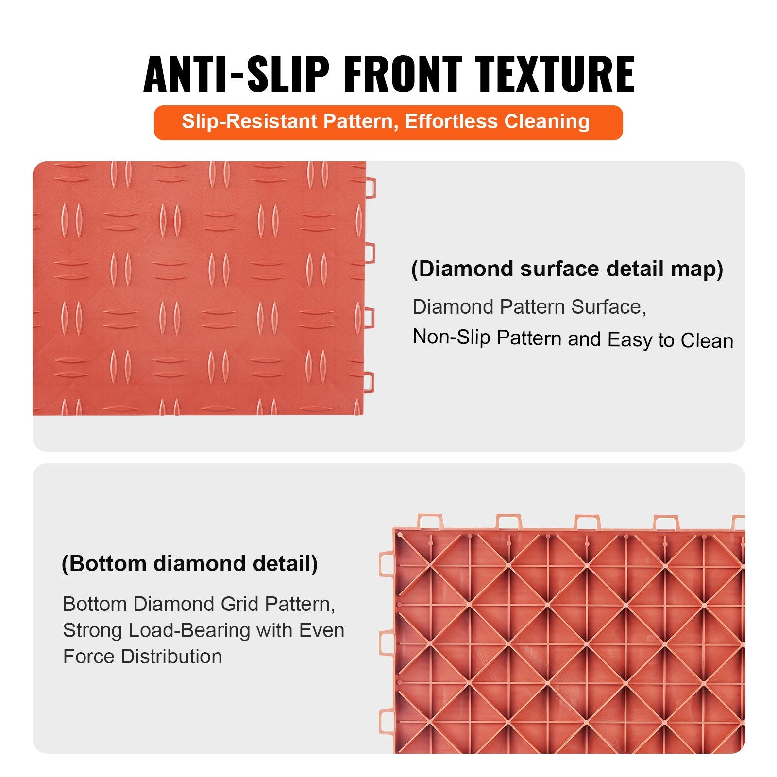 Garage Tiles Interlocking 12 x 12 x 0.53 in 50-Pack Non-Slip Red Garage Flooring