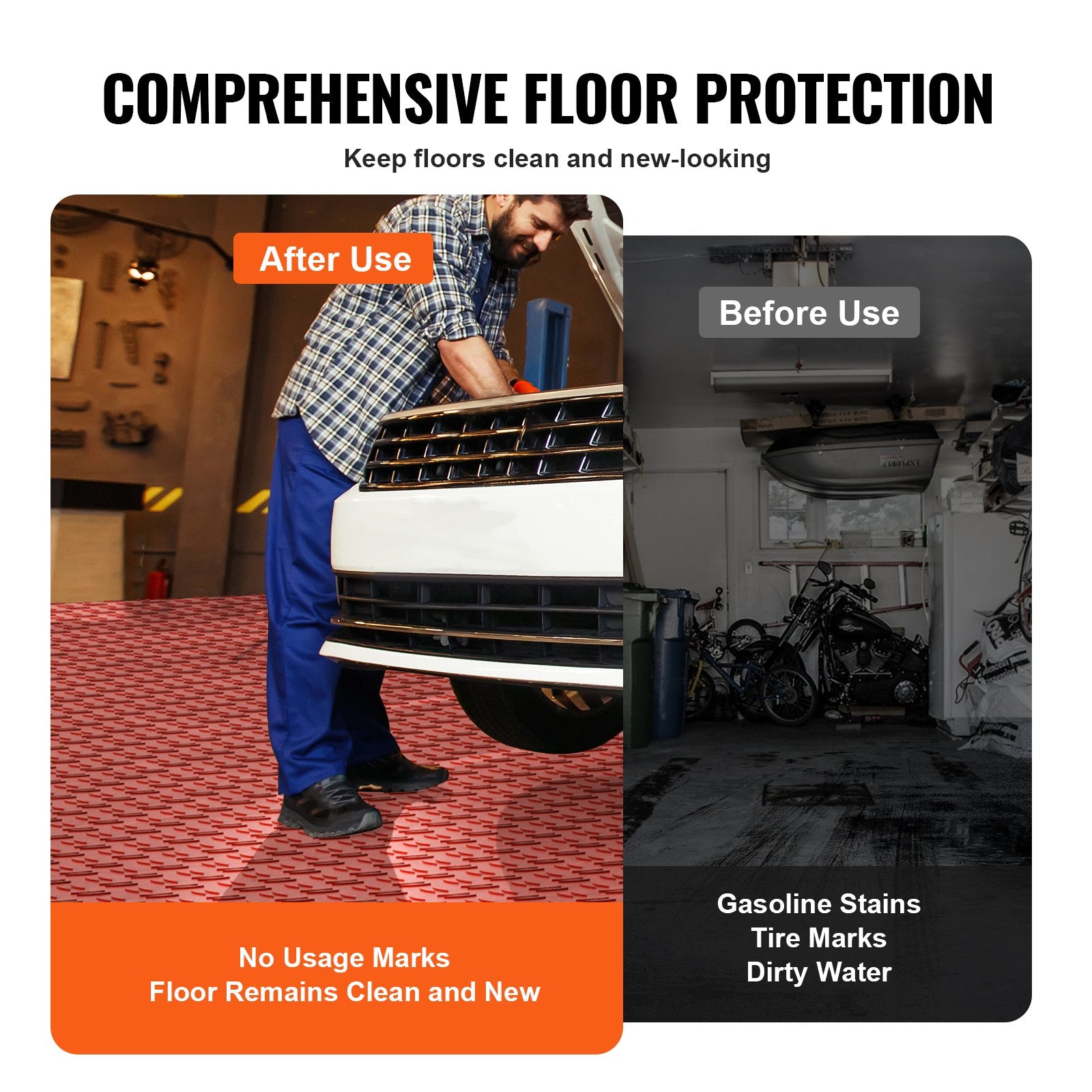 Garage Tiles Interlocking 12 x 12 x 0.53 in 50-Pack Non-Slip Red Garage Flooring