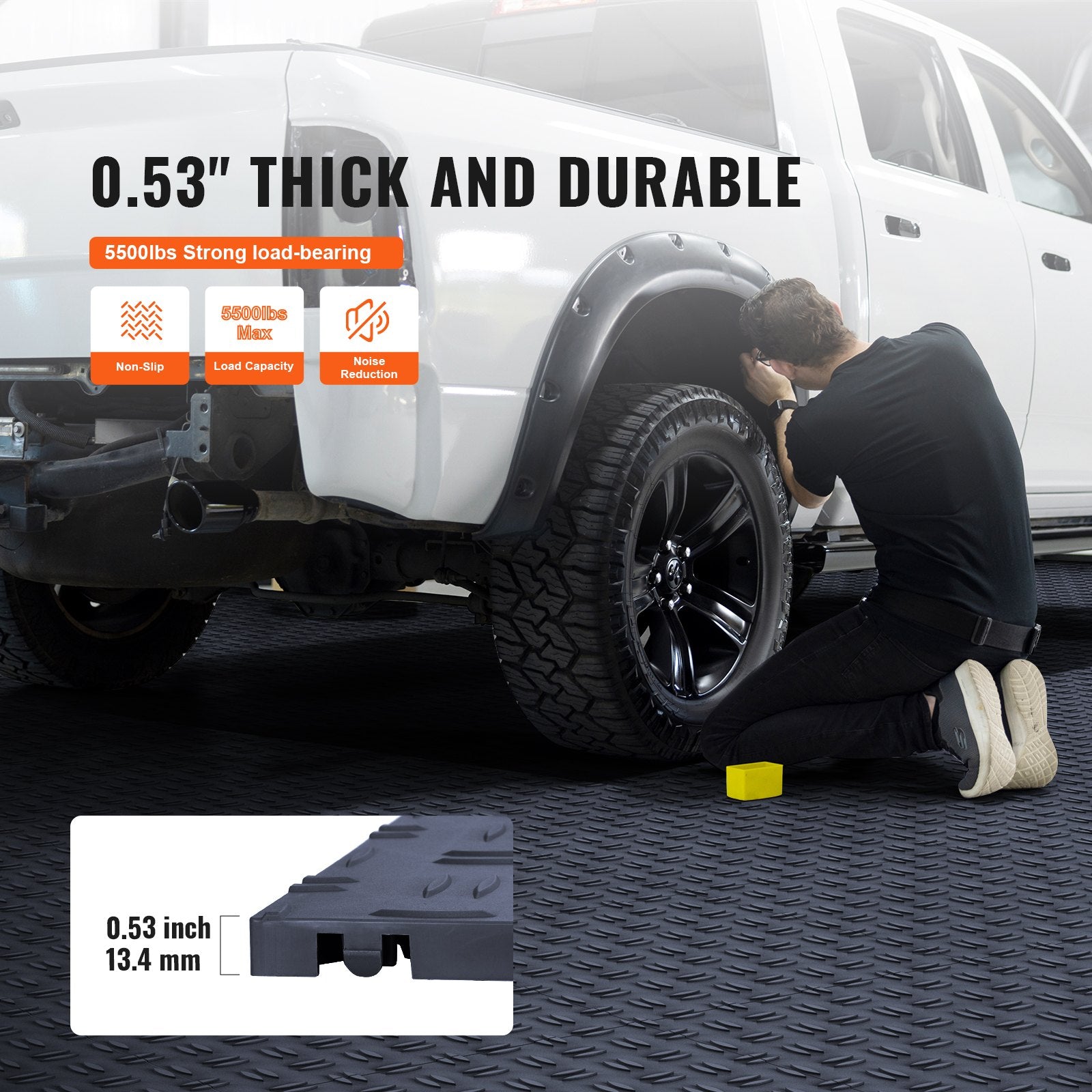 Interlocking Garage Floor Tiles 12x12x0.53in Non-Slip 25 Pack Graphite Gray